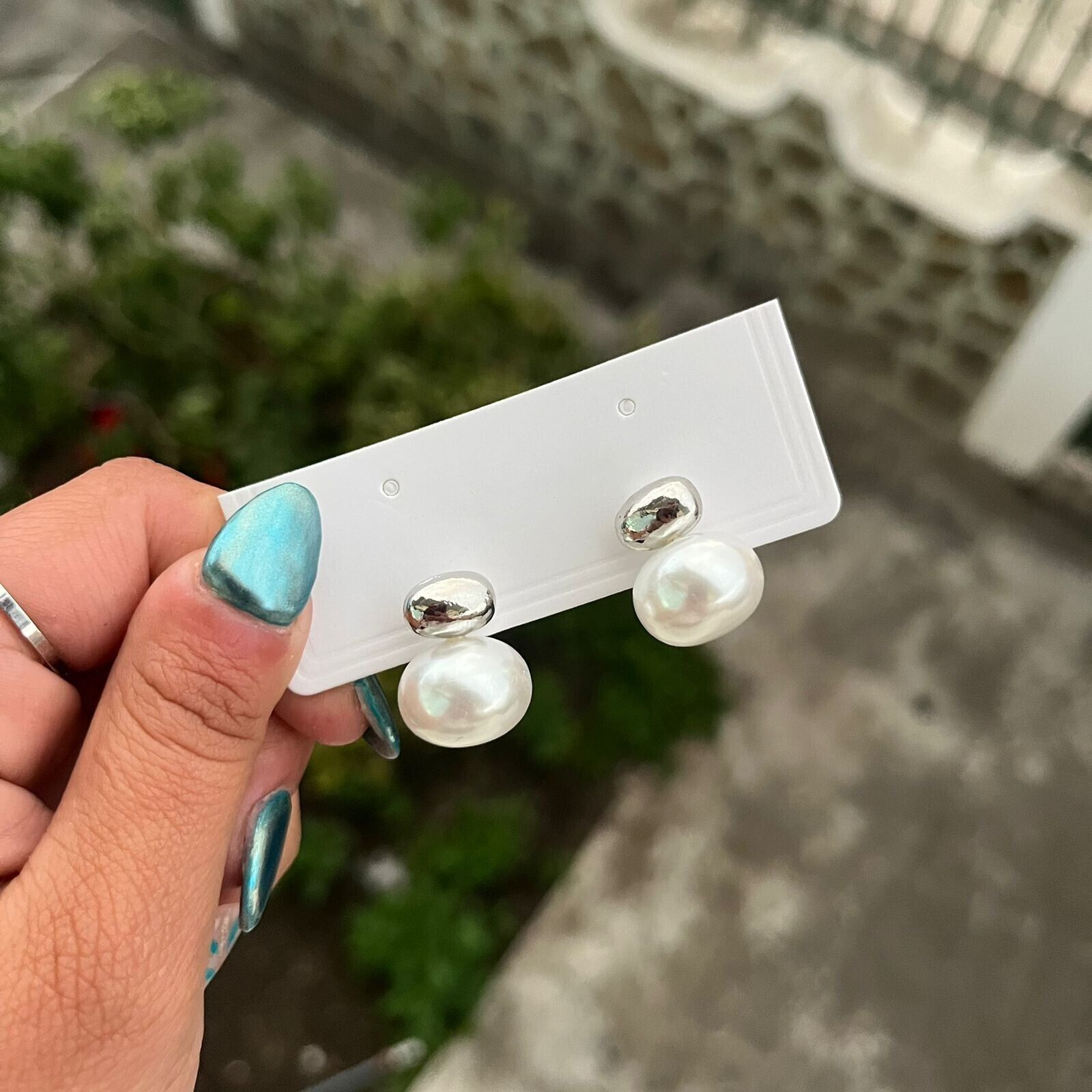 Other New Earrings Women Leaf Elegance Pearl Silver Basics Stud Je Size ONE SIZE - 5 Thumbnail