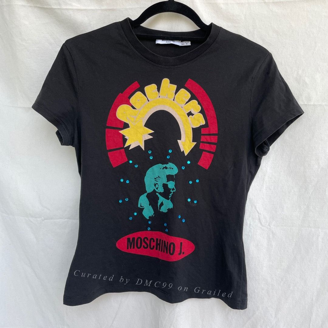 Moschino Moschino Vintage Rock Print Rhinestone T-shirt Size S / US 4 / IT 40 - 1 Thumbnail