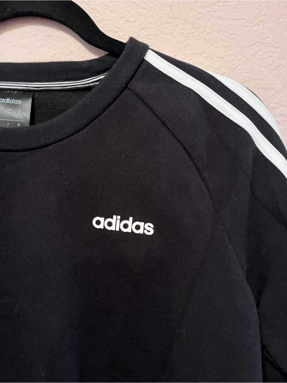 Adidas Adidas Black Crewneck with White Shoulder Stripes. Dri Fit. Size S / US 4 / IT 40 - 4 Thumbnail
