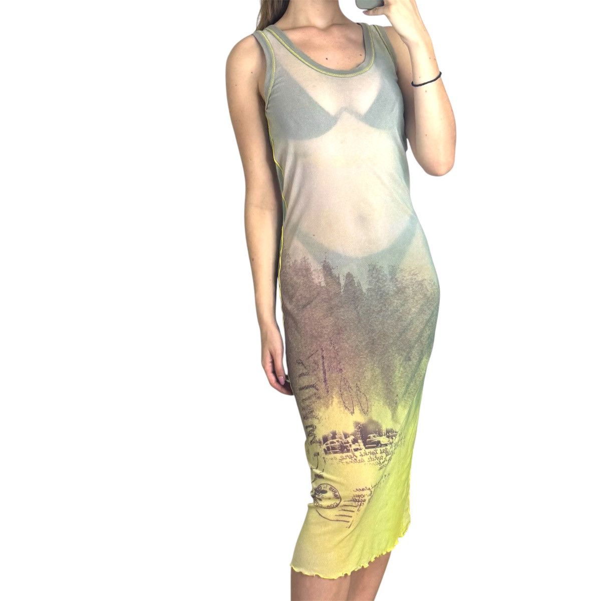 Cop Copine × Vintage Vintage Cop Copine Mesh Dress Full Print Y2K Size M / US 6-8 / IT 42-44 - 1 Thumbnail