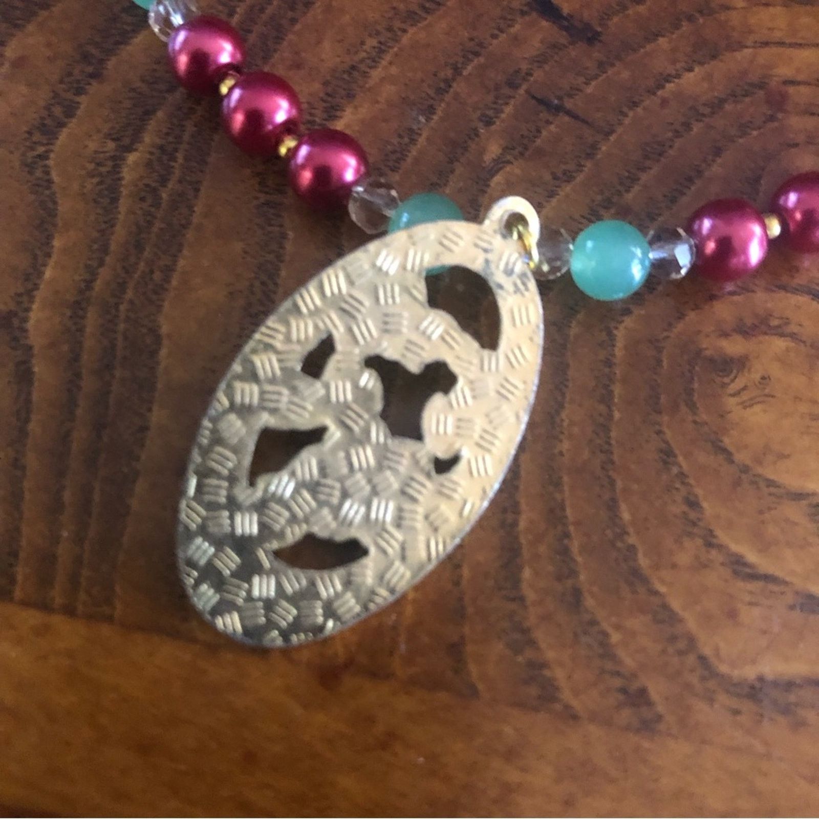 Handmade Handcrafted repurpose cloisonné Pearl necklace Size ONE SIZE - 10 Thumbnail