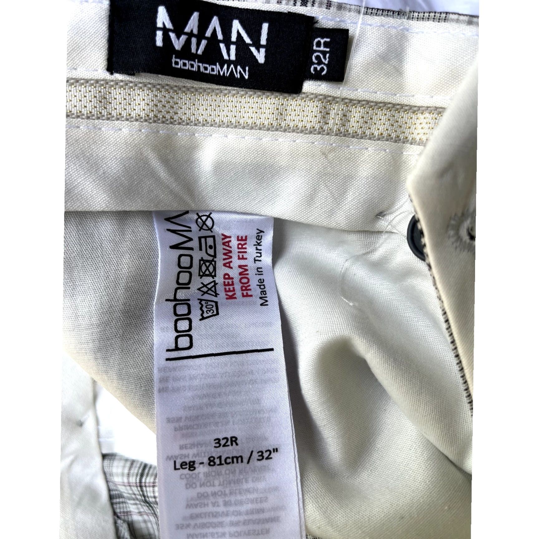 Boohoo Boohoo MAN Skinny Check Smart Trousers Cropped Pants Gray 32R (32 x 29) Size US 32 / EU 48 - 6 Thumbnail