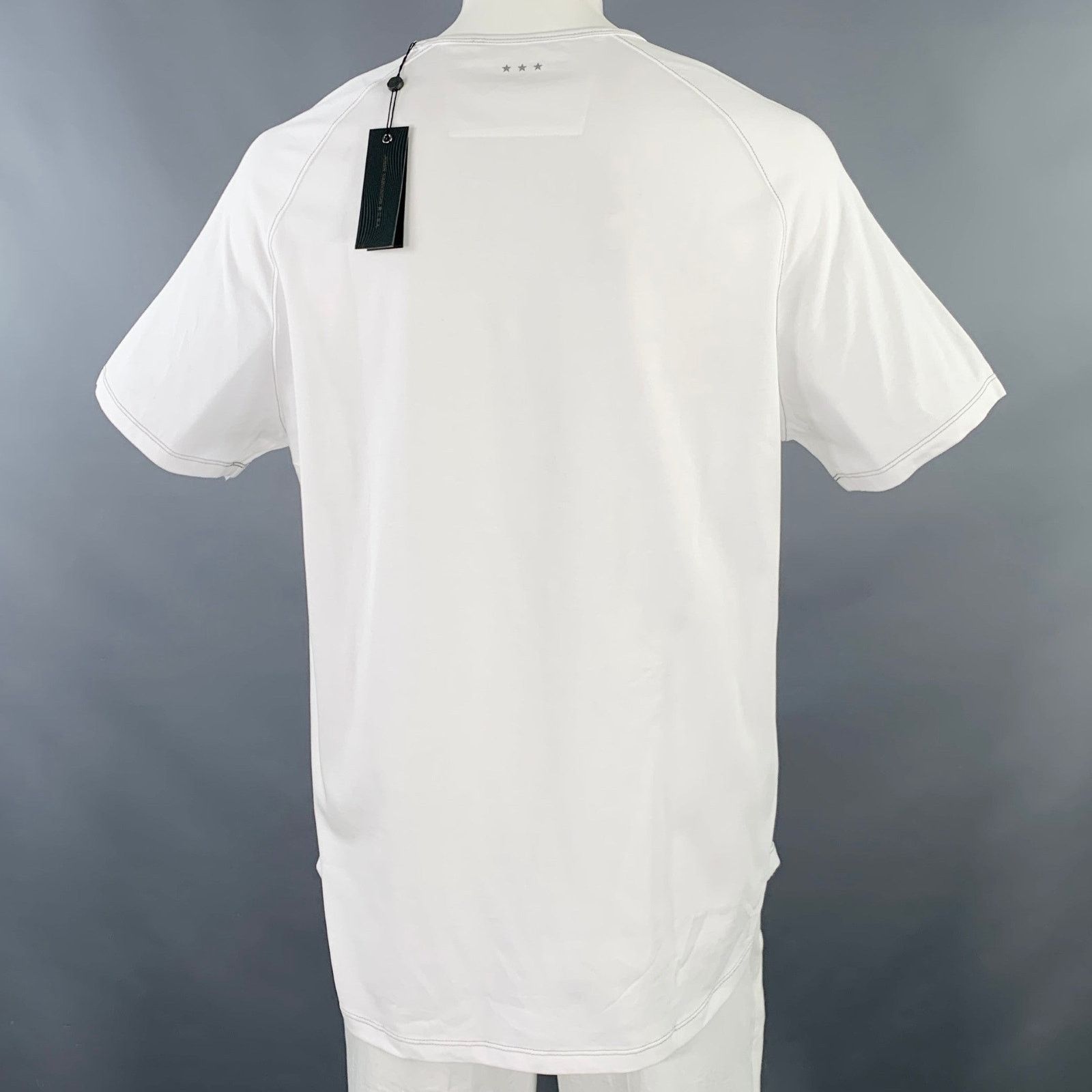 John Varvatos JOHN VARVATOS White Contrast Stitch Cotton Blend T-shirt Size US XXL / EU 58 / 5 - 4 Thumbnail