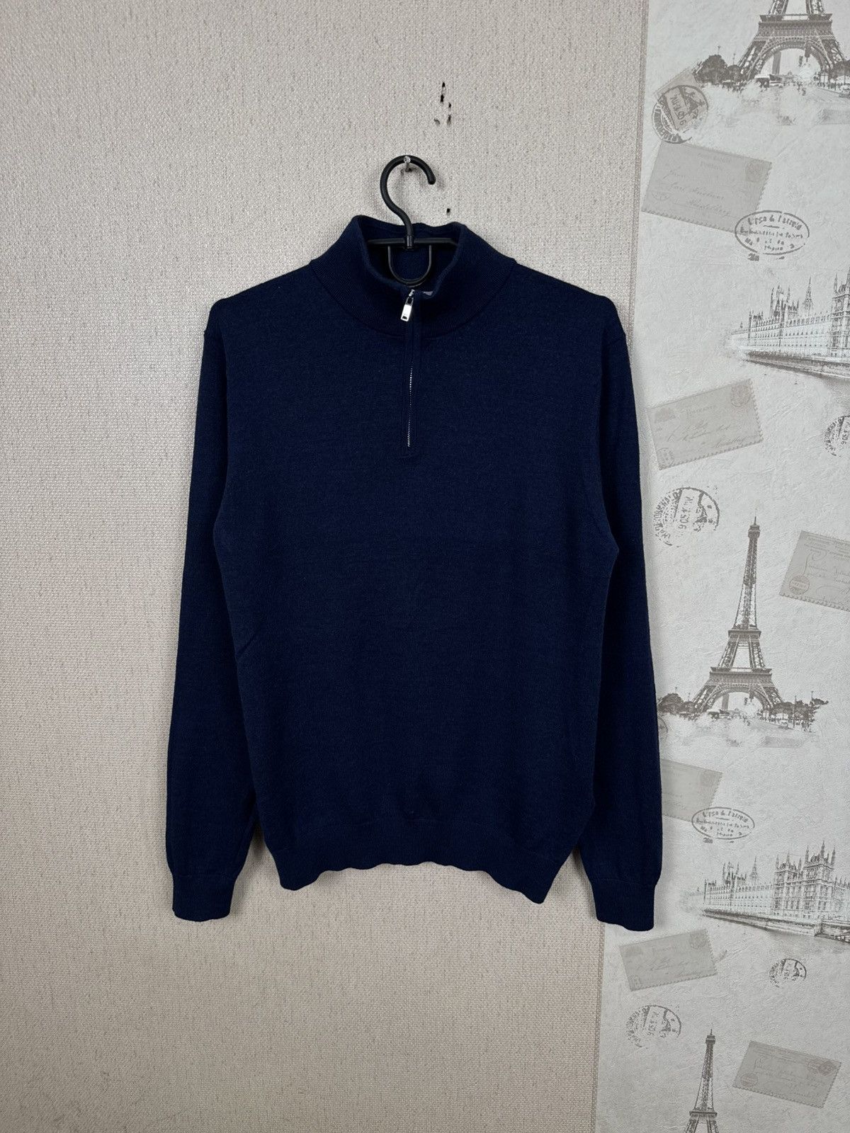 Reiss Reiss Sweartshirt 1/4 Zip Wool Luxury Mens Blue Navy M Size US M / EU 48-50 / 2 - 13 Thumbnail