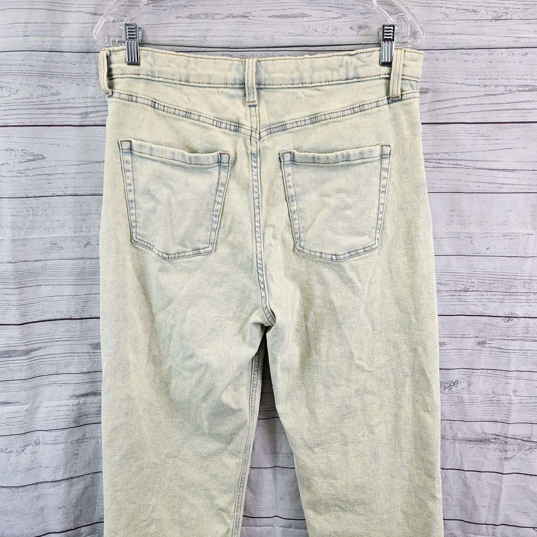 Vintage Wild Fable Womens Highest Rise 90s Straight Jeans Sz 12 Acid Over-Dye Lime Green Size 34" / US 12 / IT 48 - 4 Thumbnail