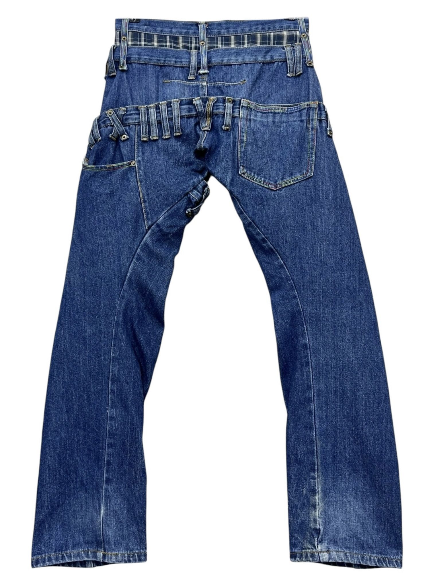 🔥VERY RARE🔥BREATHMINT Punk Tartan Triple Waist Denim