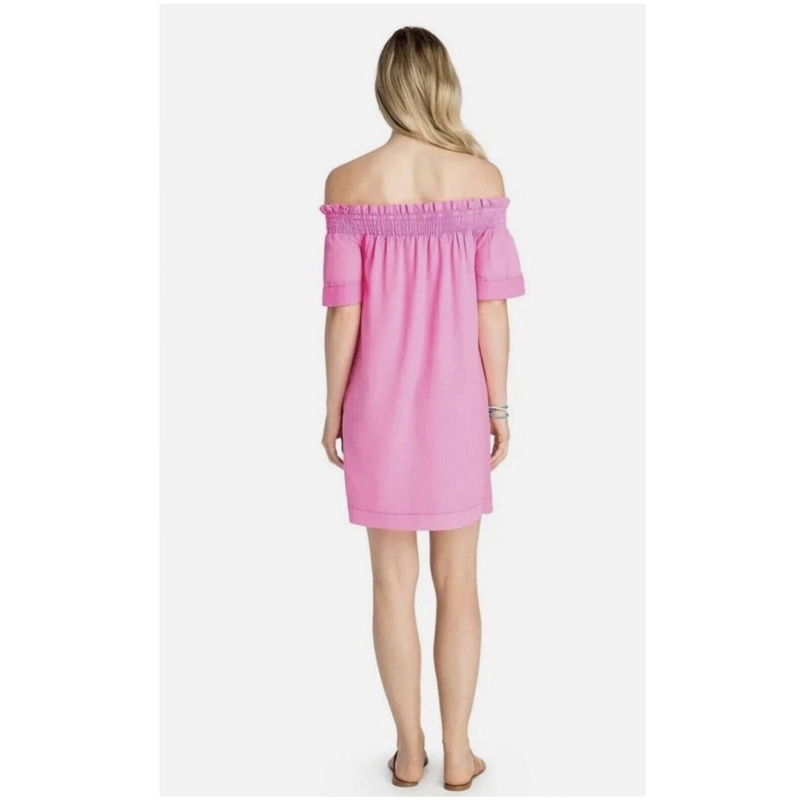 Vineyard Vines Vineyard Vines Dress Tencel Pink Off the Shoulder M A000836 Size M / US 6-8 / IT 42-44 - 3 Thumbnail