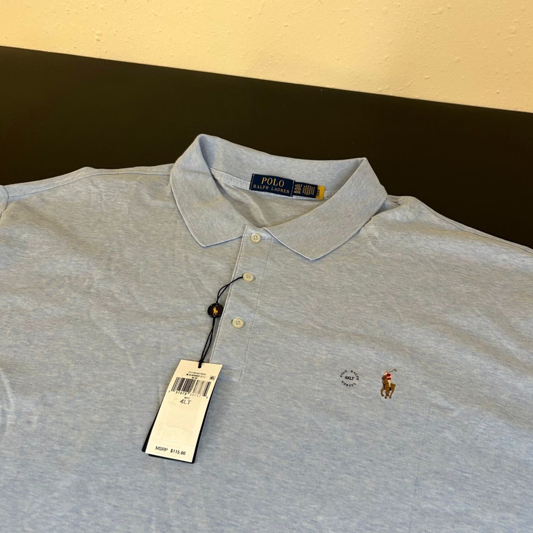 Polo Ralph Lauren Polo Ralph Lauren Long Sleeve Polo Shirt Light Blue 4XLT Mens NWT Polo Shirt Long Sleeve Blue Polo Size US XXL / EU 58 / 5 - 2 Thumbnail