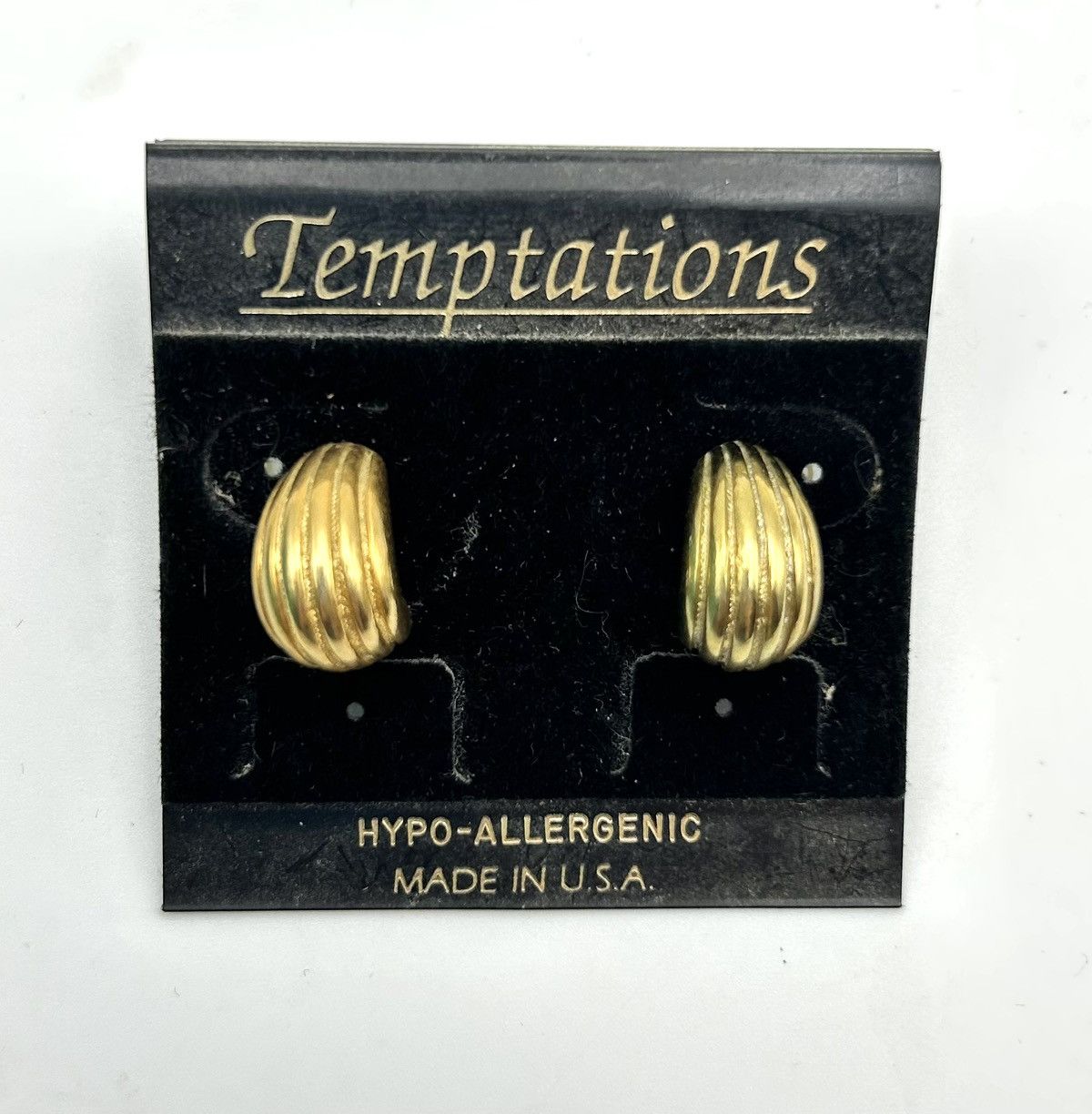 Other Vintage Ribbed Gold Half-Hoop Earrings – Textured Classic Size ONE SIZE - 3 Thumbnail