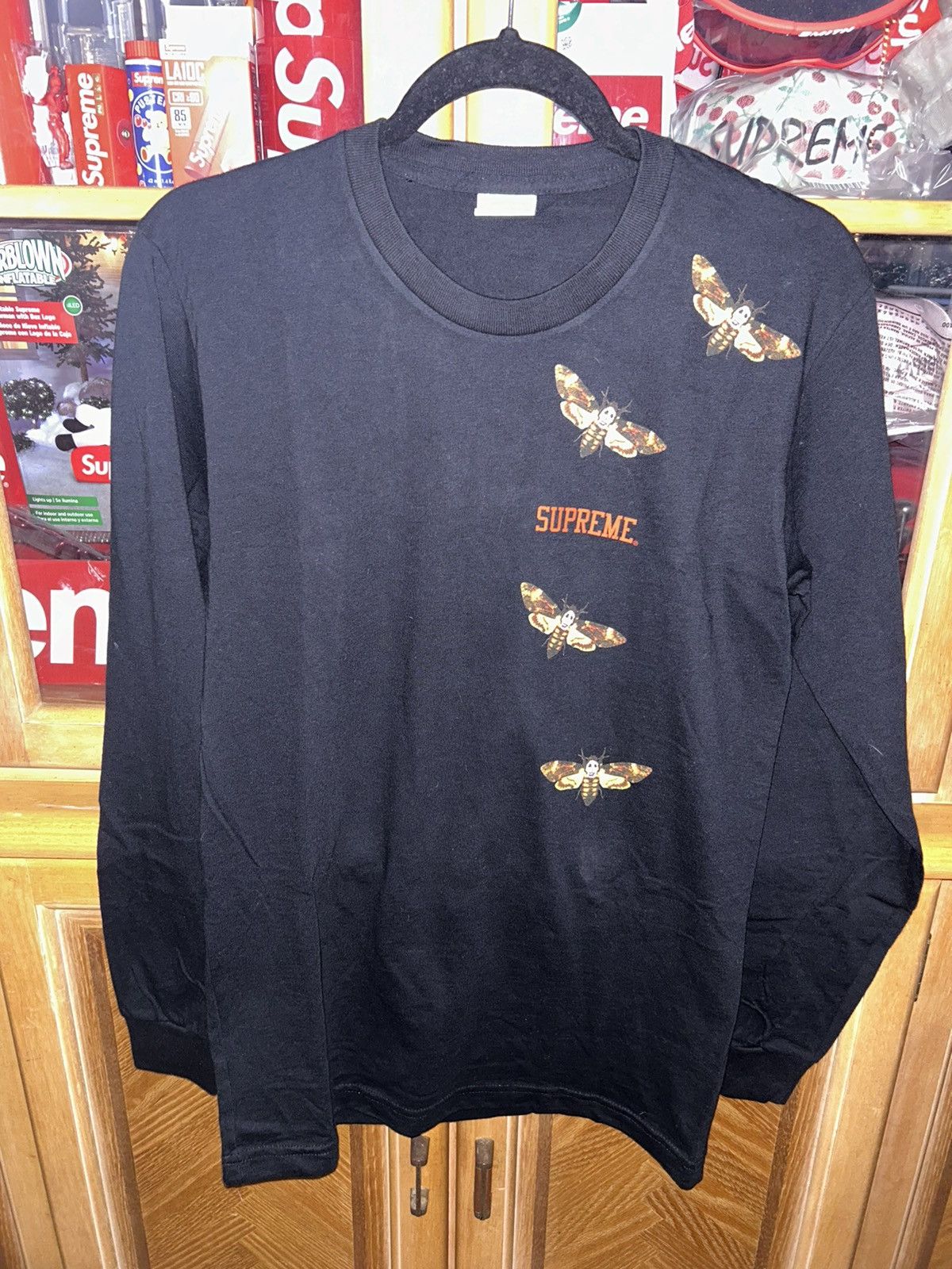 image of Supreme Long Sleeve Moth Silence Of The Lambs Fw15 Small in Black, Men's