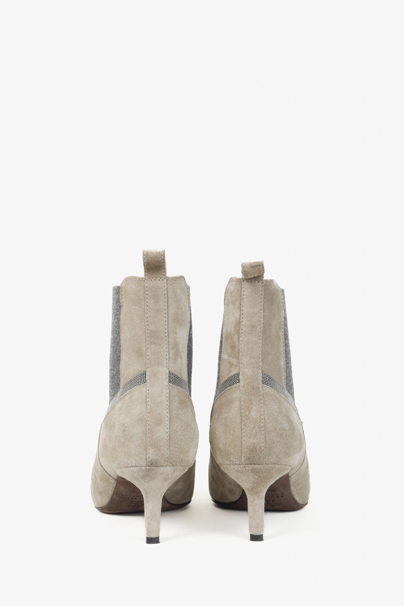 Brunello Cucinelli Brunello Cucinelli Monili Trimmed Sand Suede Booties Size US 7.5 / IT 37.5 - 3 Thumbnail