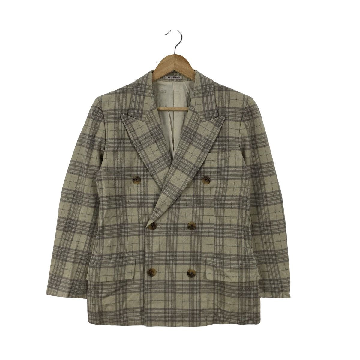 Tokio Kumagai Vintage TOKKO KUMAGAI Plaid Double Breasted Blend Blazer Size S / US 4 / IT 40 - 3 Thumbnail