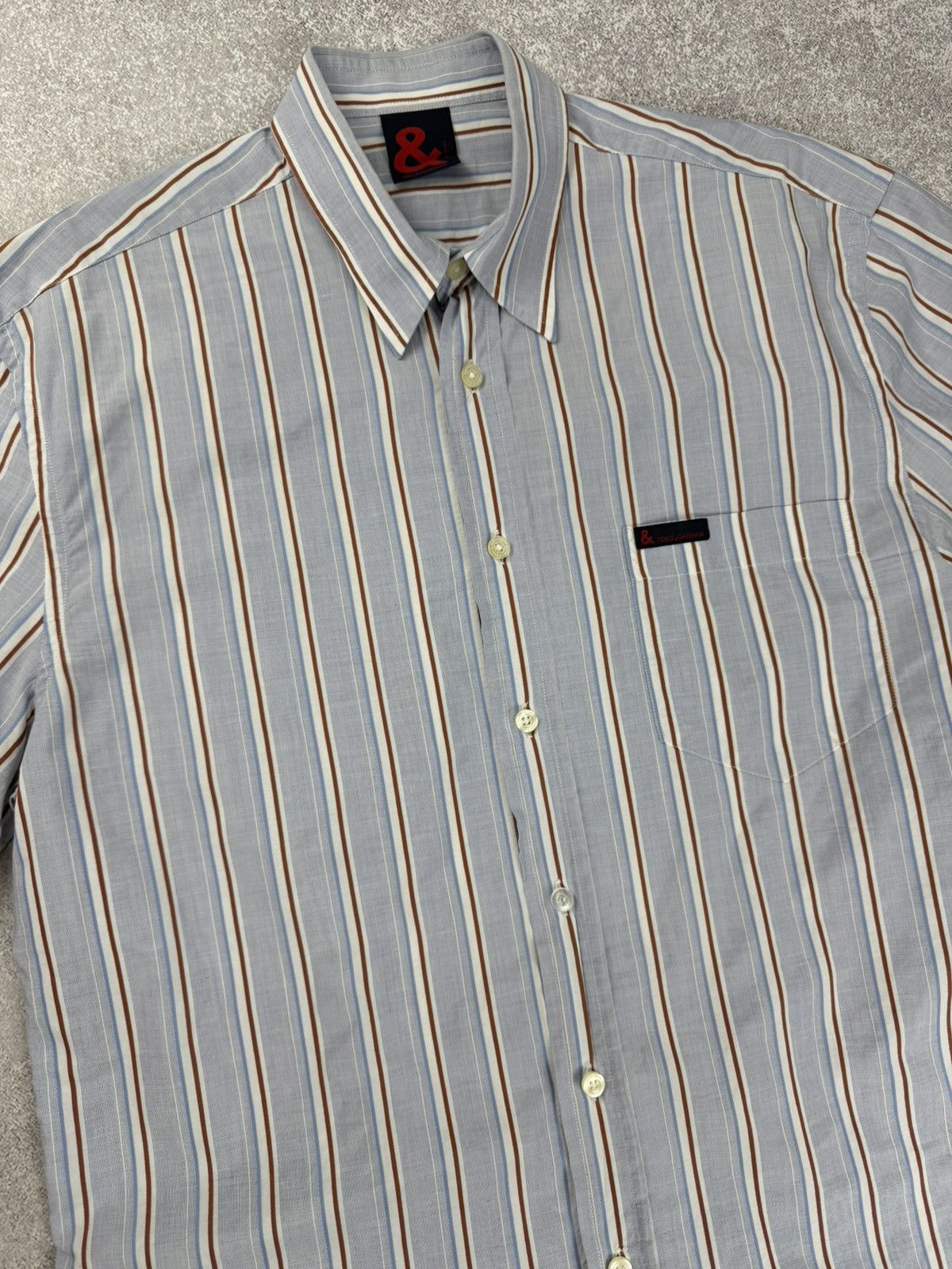 Dolce & Gabbana Vintage Dolce & Gabbana Striped Shorts Sleeve Shirt Size 50 Size US M / EU 48-50 / 2 - 3 Thumbnail