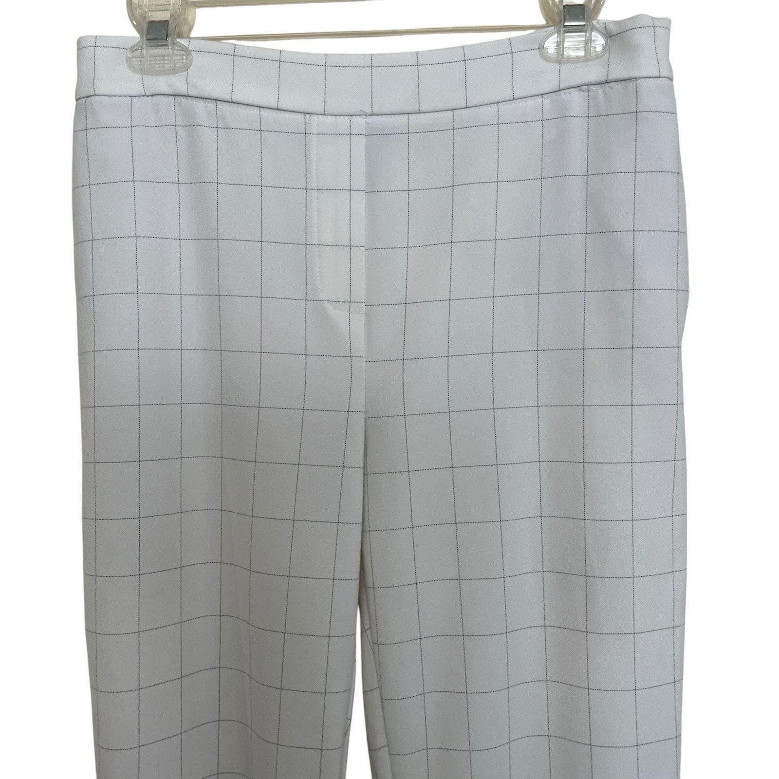 Rachel Zoe Rachel Zoe | White Windowpane Elastic Waist Crop Preppy Pant Size 28" / US 6 / IT 42 - 2 Thumbnail