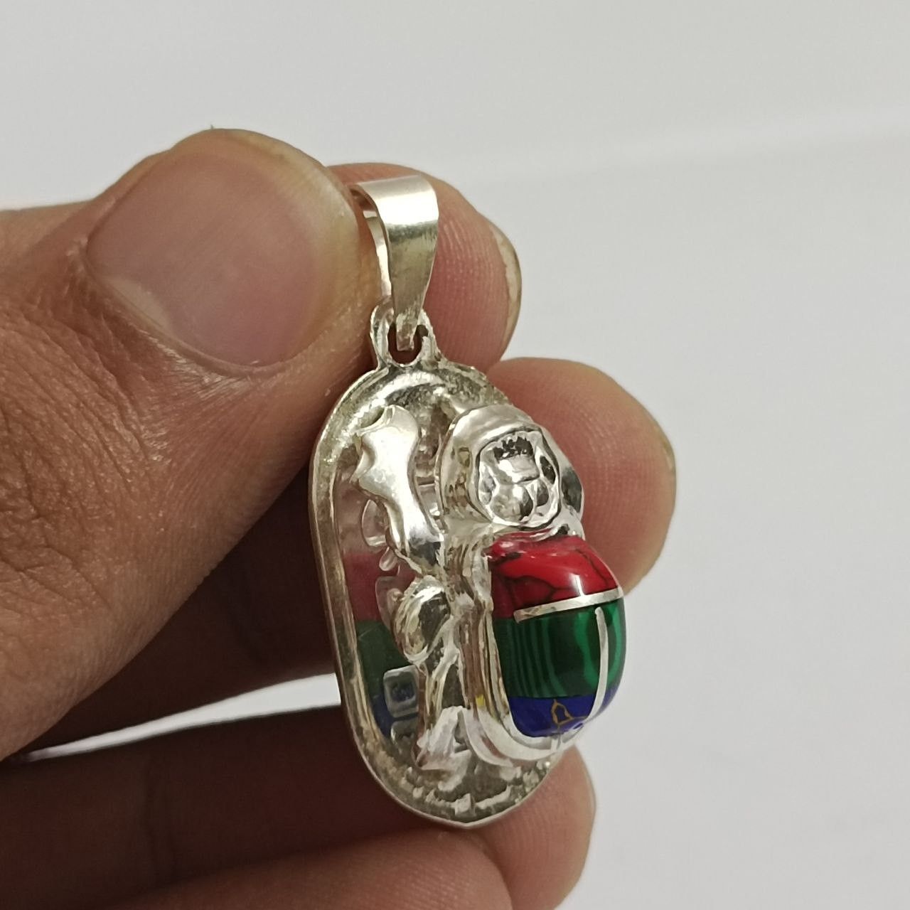 Sterling Silver 925 Sterling Silver scarab Pendant, Handmade Egypt Size ONE SIZE - 2 Thumbnail