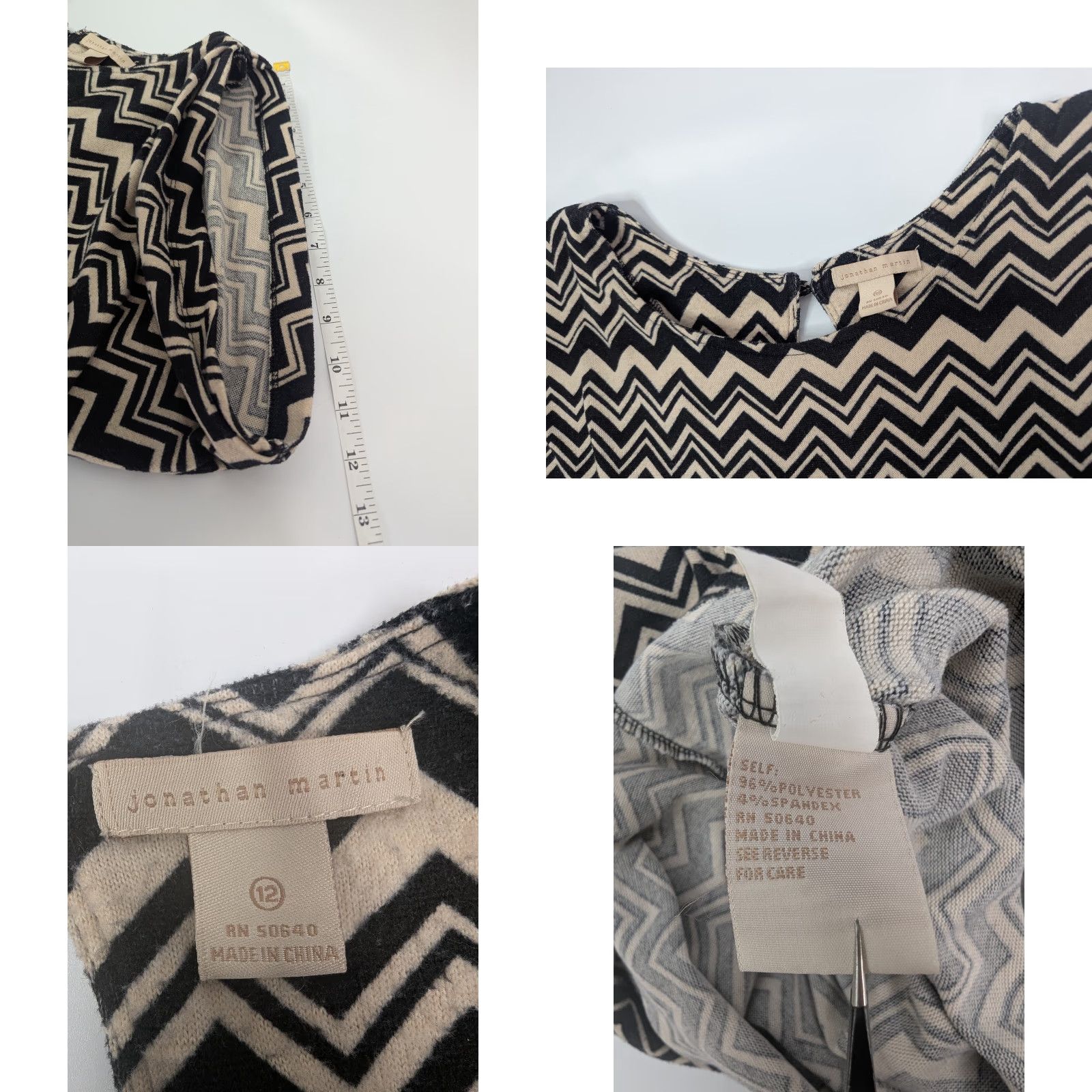 Vintage Jonathan Martin Dress Women Maxi Belted Chevron Knit Black Tan 12 Casual Size XL / US 12-14 / IT 48-50 - 8 Thumbnail
