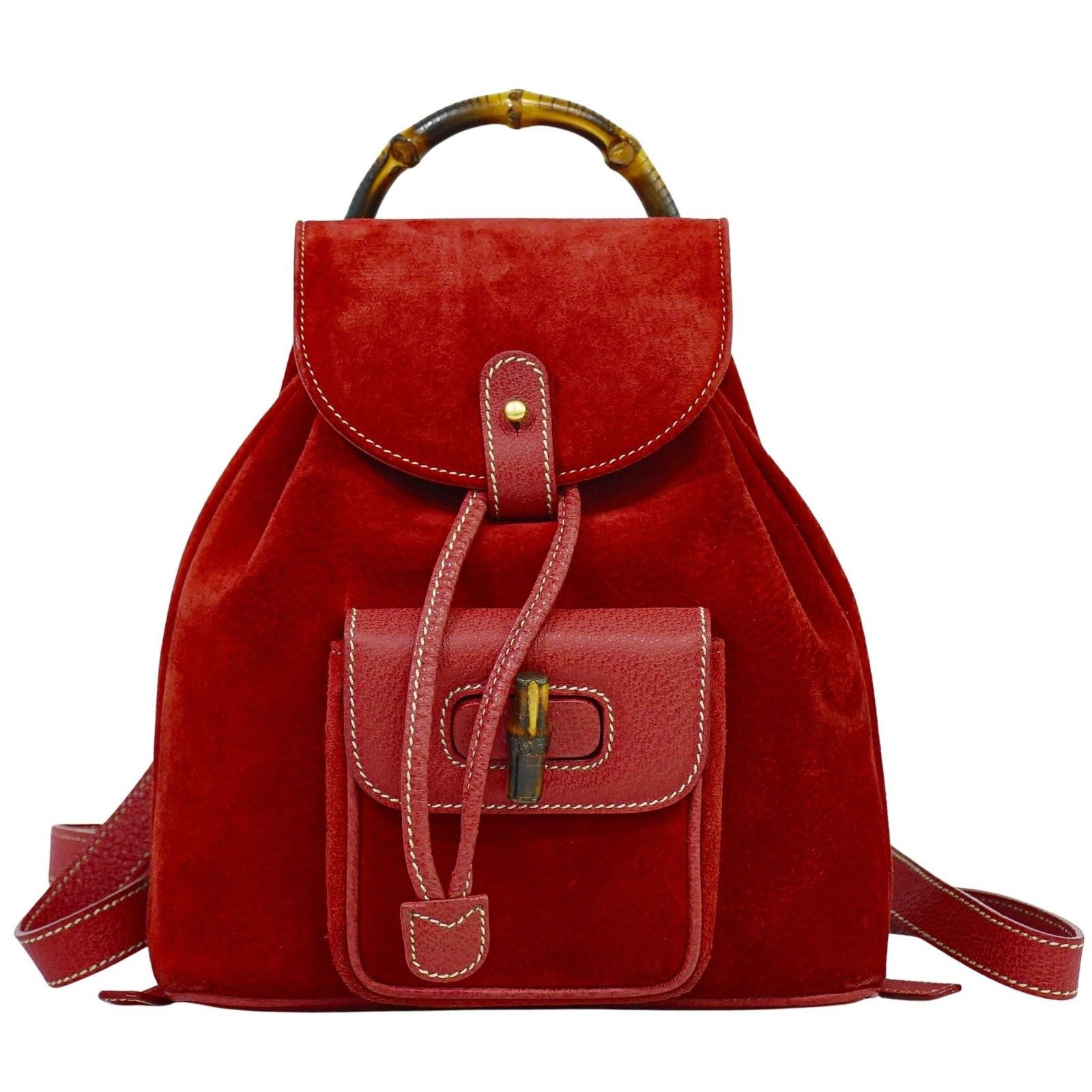 Gucci Gucci Vintage Bamboo Backpack Suede Size ONE SIZE - 1 Thumbnail