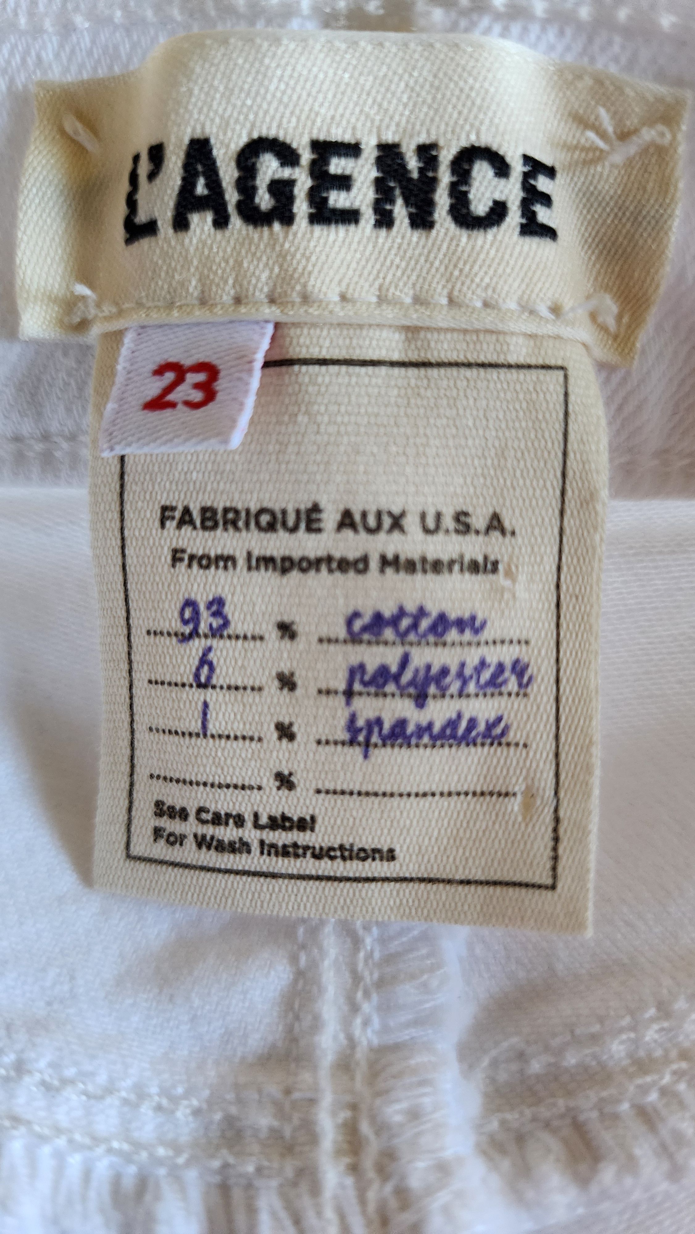 L'AGENCE Sada Mid-Rise Cropped Slim Raw Hem Cotton Stretch Jeans Size 23" - 2 Thumbnail