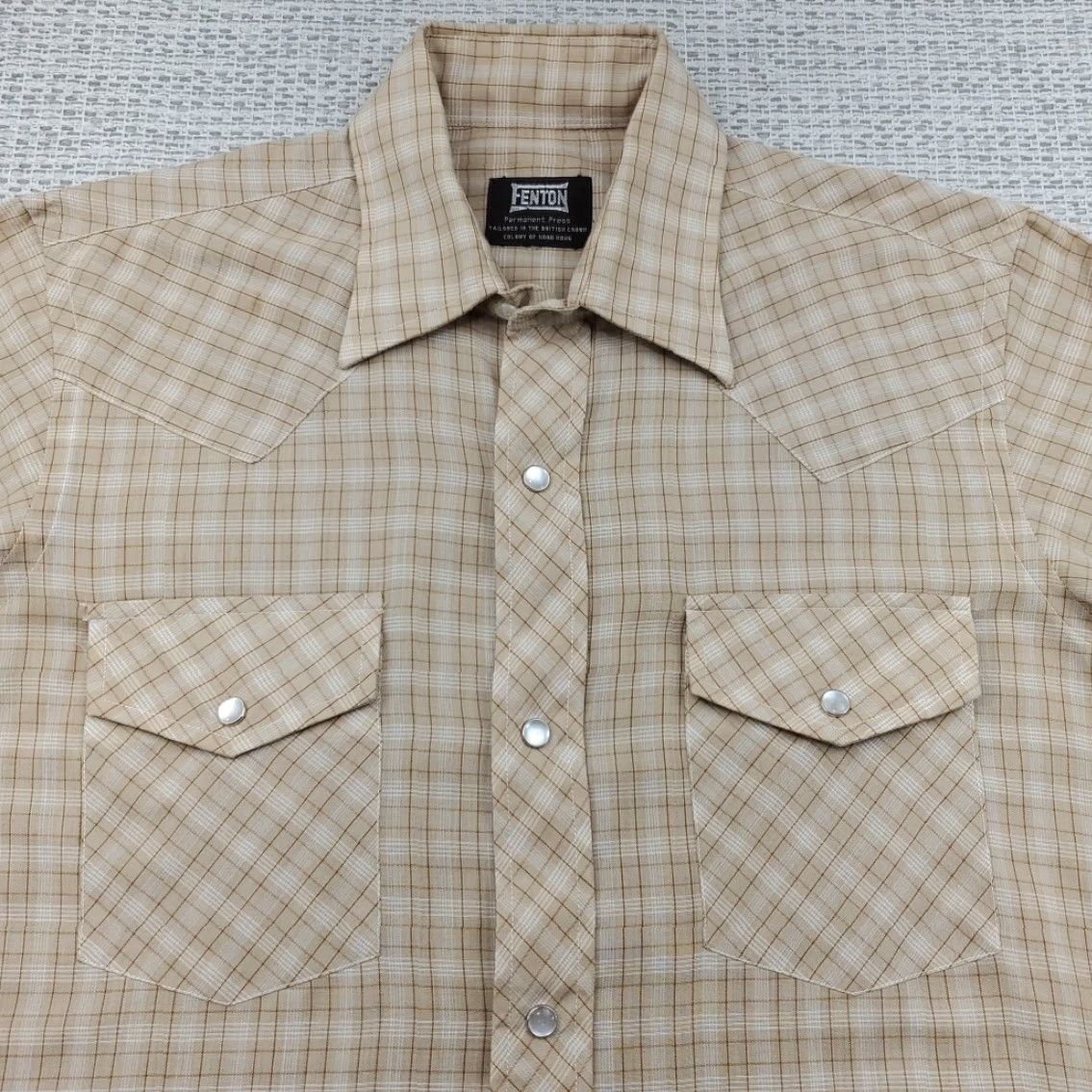 Vintage VINTAGE Fenton Western Cowboy Shirt Mens L Plaid Pearl Snap USA Made Long Tails Size US L / EU 52-54 / 3 - 6 Thumbnail