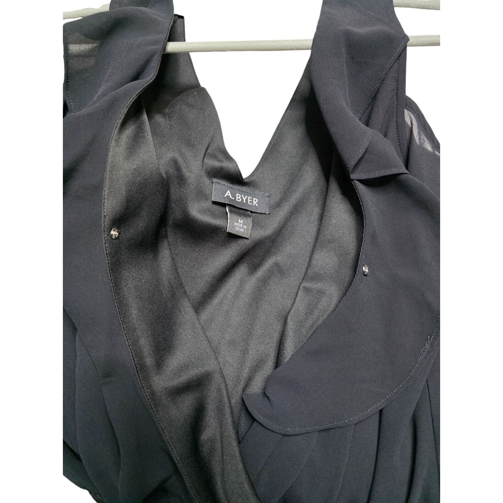 & Other Stories A. Byer Black Ruffled Cold Shoulder Romper Womens Size S Size 26" / US 2 / IT 38 - 2 Thumbnail