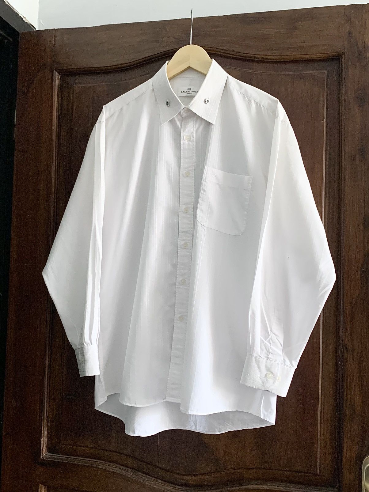 Balenciaga balenciaga stripe white on white button up shirt Size US L / EU 52-54 / 3 - 5 Thumbnail