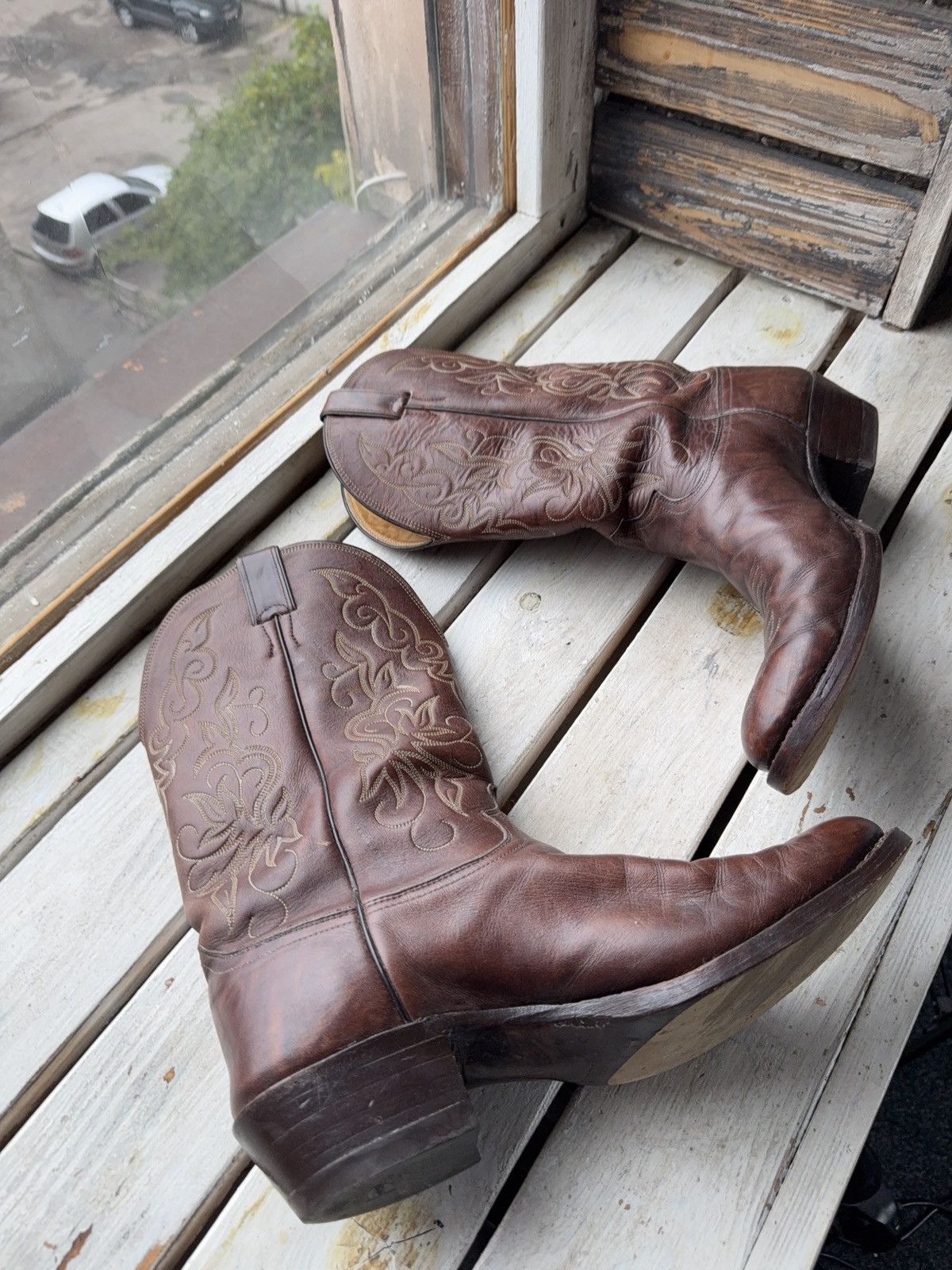 Justin Boots Justin Boots 1652 Brown Leather Western Cowboy Boots USA Size US 12 / EU 45 - 18 Thumbnail