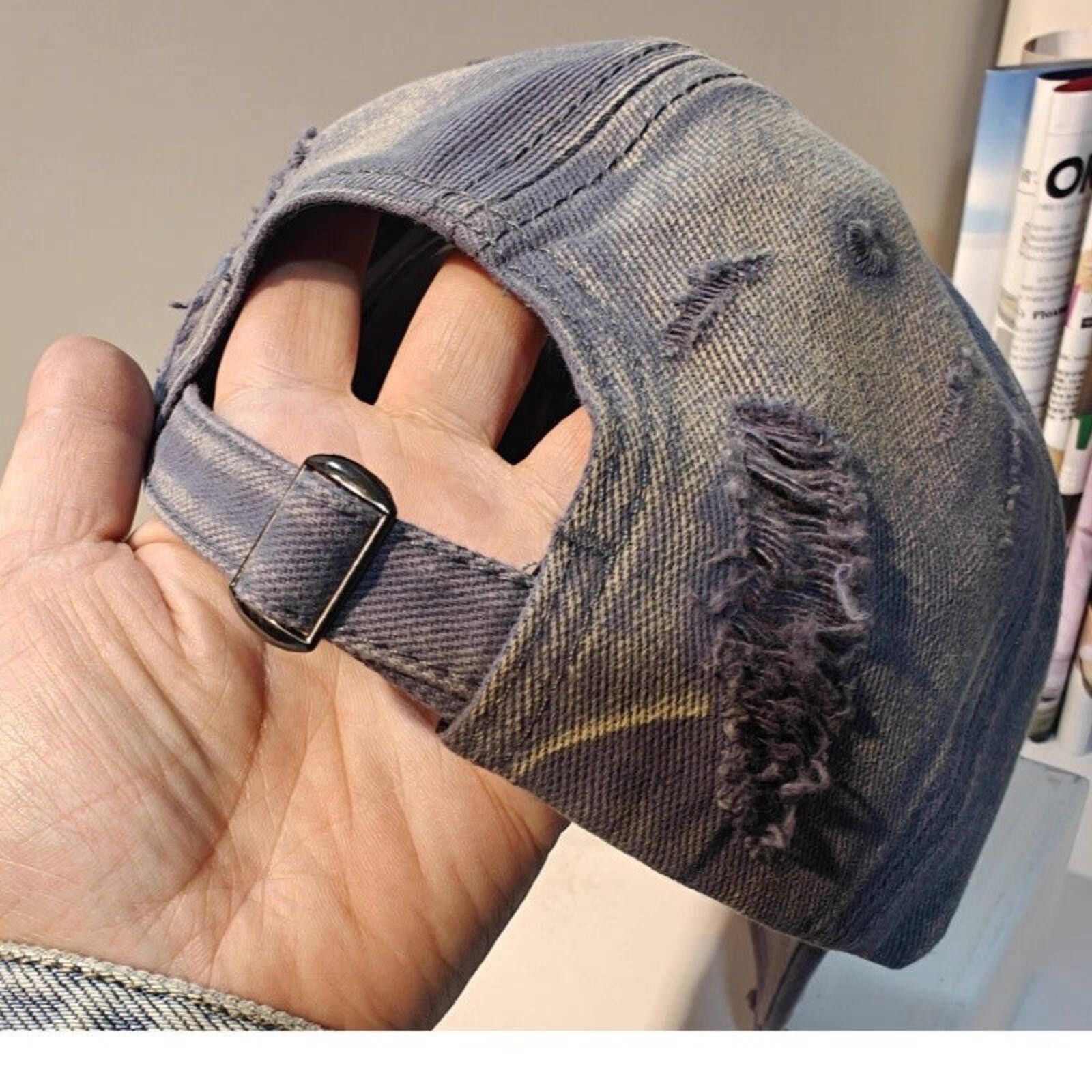 Other Rhinestone Crystal Stud Washed Denim Baseball Cap Size ONE SIZE - 4 Thumbnail