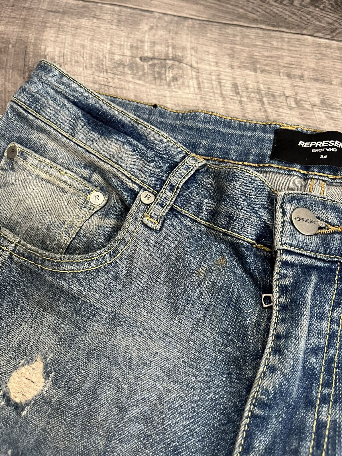 Represent Clo. Represent Biker Denim Sand Blue Pants Jeans Size US 32 / EU 48 - 15 Thumbnail