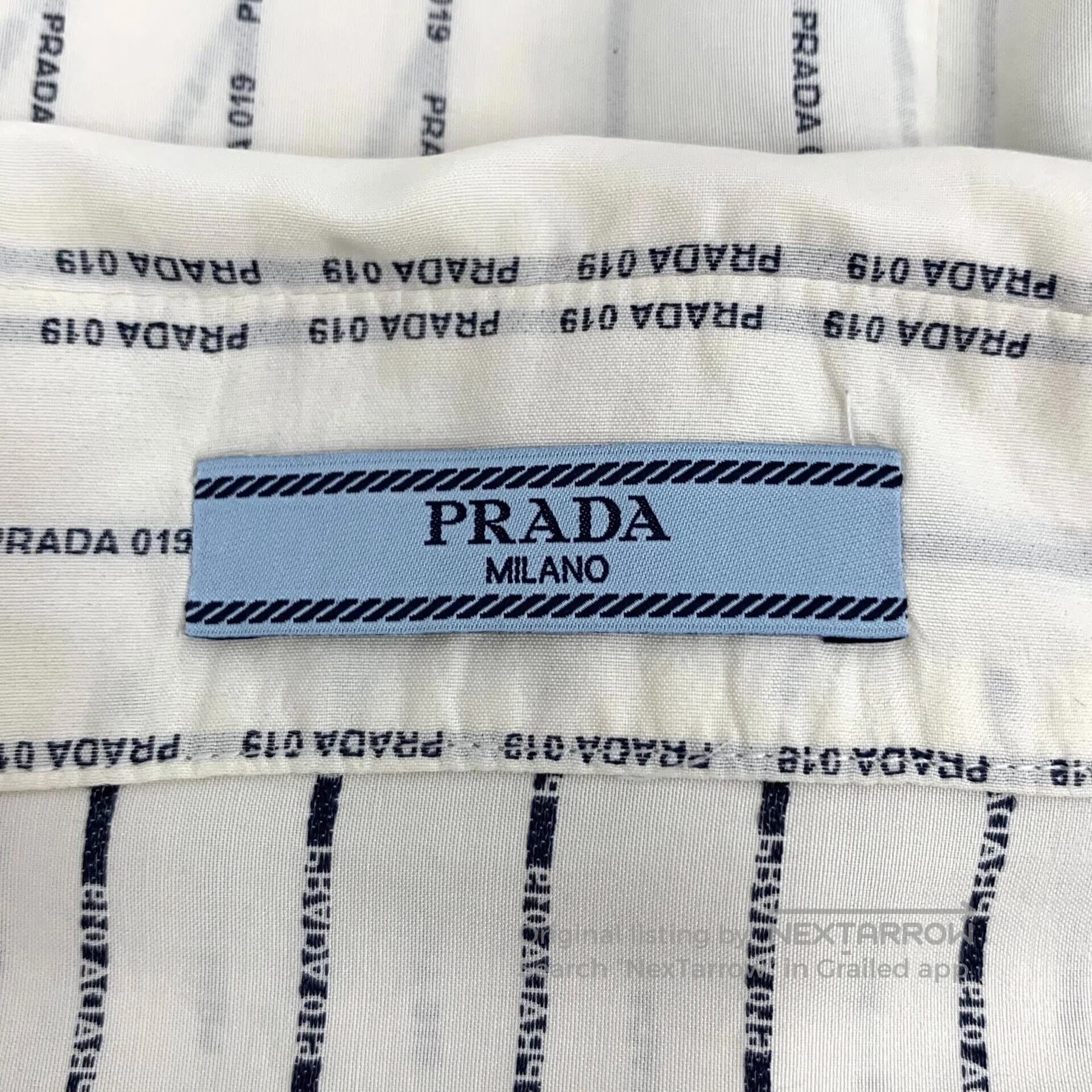 Prada Prada White striped logo lettering printed cotton button-d Size S / US 4 / IT 40 - 5 Thumbnail