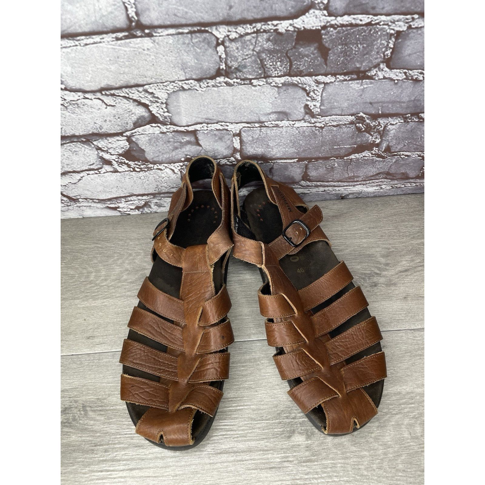 Mephisto MEPHISTO 4x Shock Brown Leather Fisherman Casual Strap Sanda Size US 13 / EU 46 - 11 Thumbnail