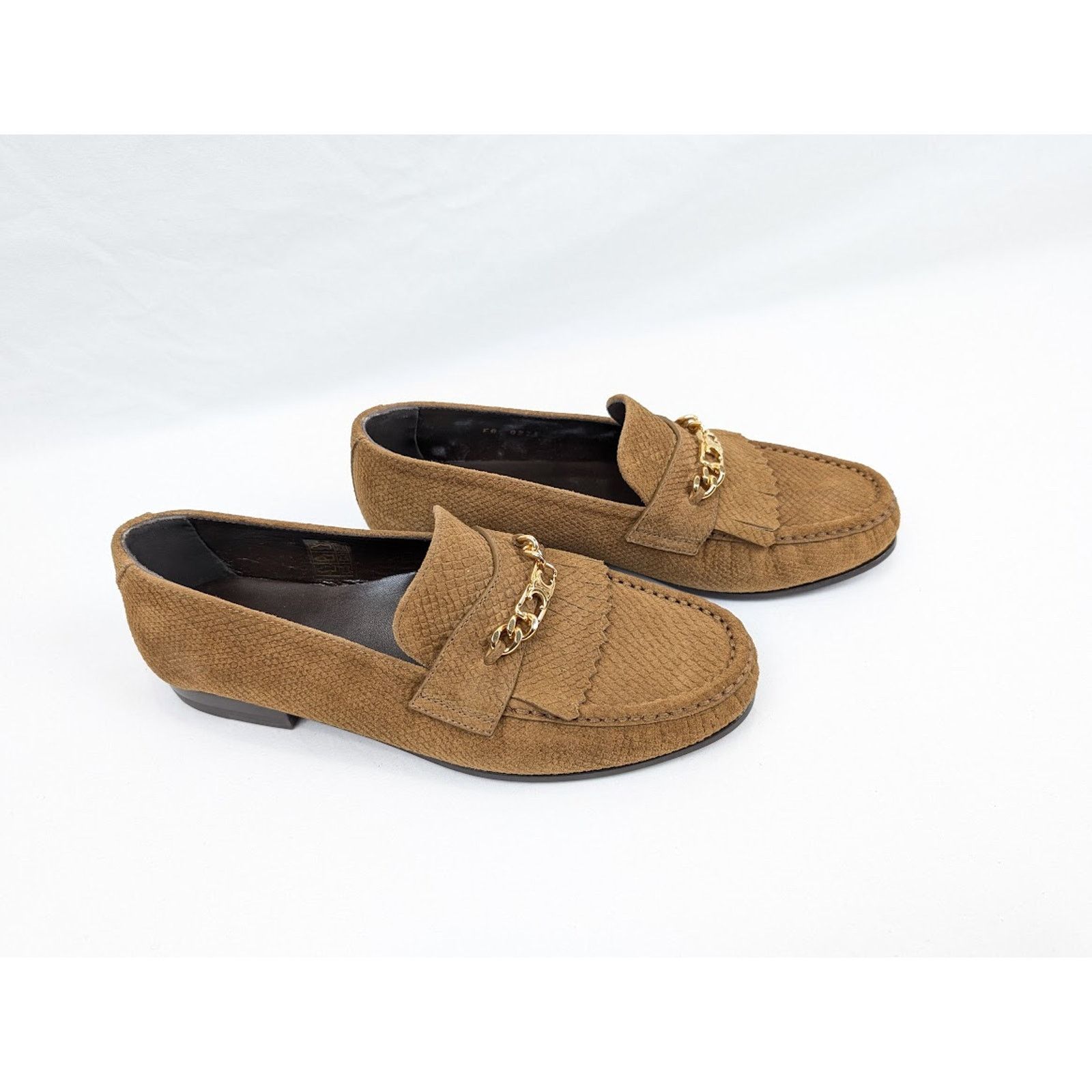 Celine o1rshd1 Lizard Stamped Suede Calfskin Loafers in Tan Size US 9 / EU 42 - 16 Thumbnail