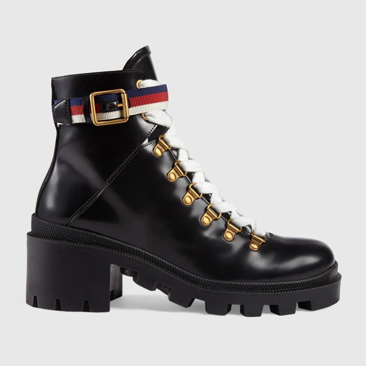 Gucci o1s1wg110225 Leather Ankle Boots With Sylvie Web in Black Size US 7 / IT 37 - 1 Thumbnail