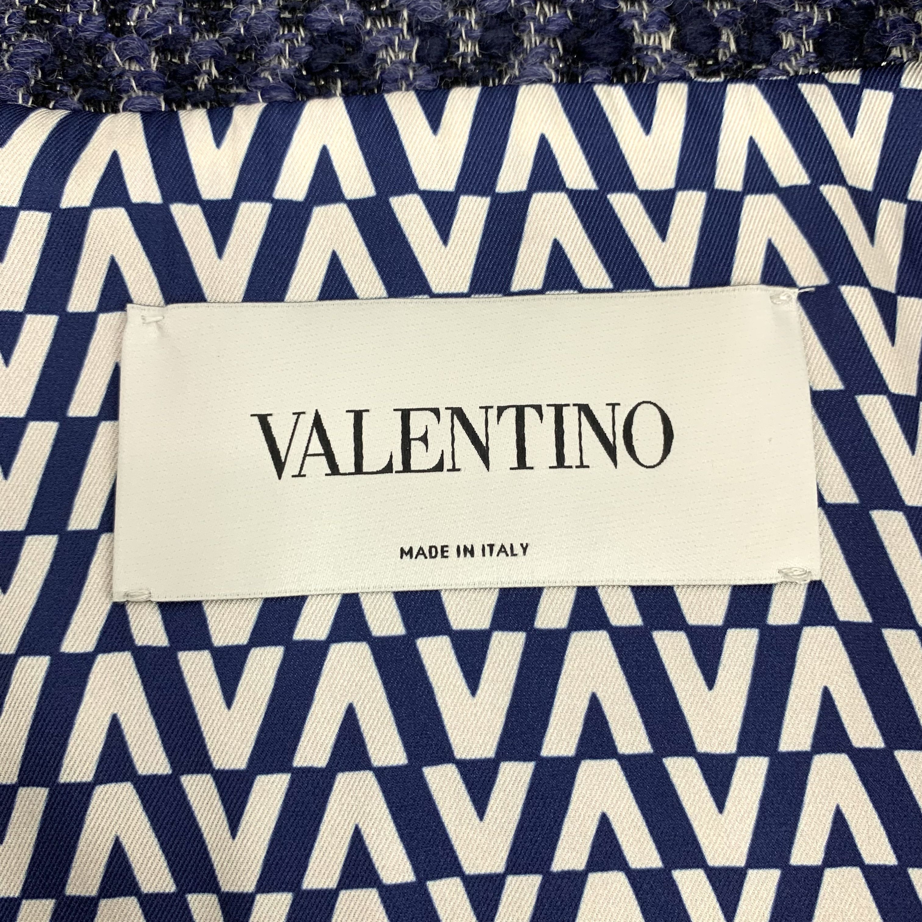 Valentino Valentino Navy Studded Wool Tweed Jacket M Size US XXS / EU 40 - 4 Thumbnail