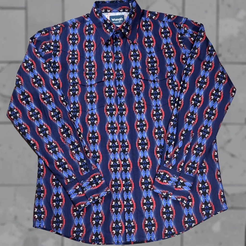 Wrangler Wrangler Western Shirt L Multicolor Aztec Cowboy Checotah Pearl Snap Button-Up Shirt Mens Size US L / EU 52-54 / 3 - 1 Thumbnail