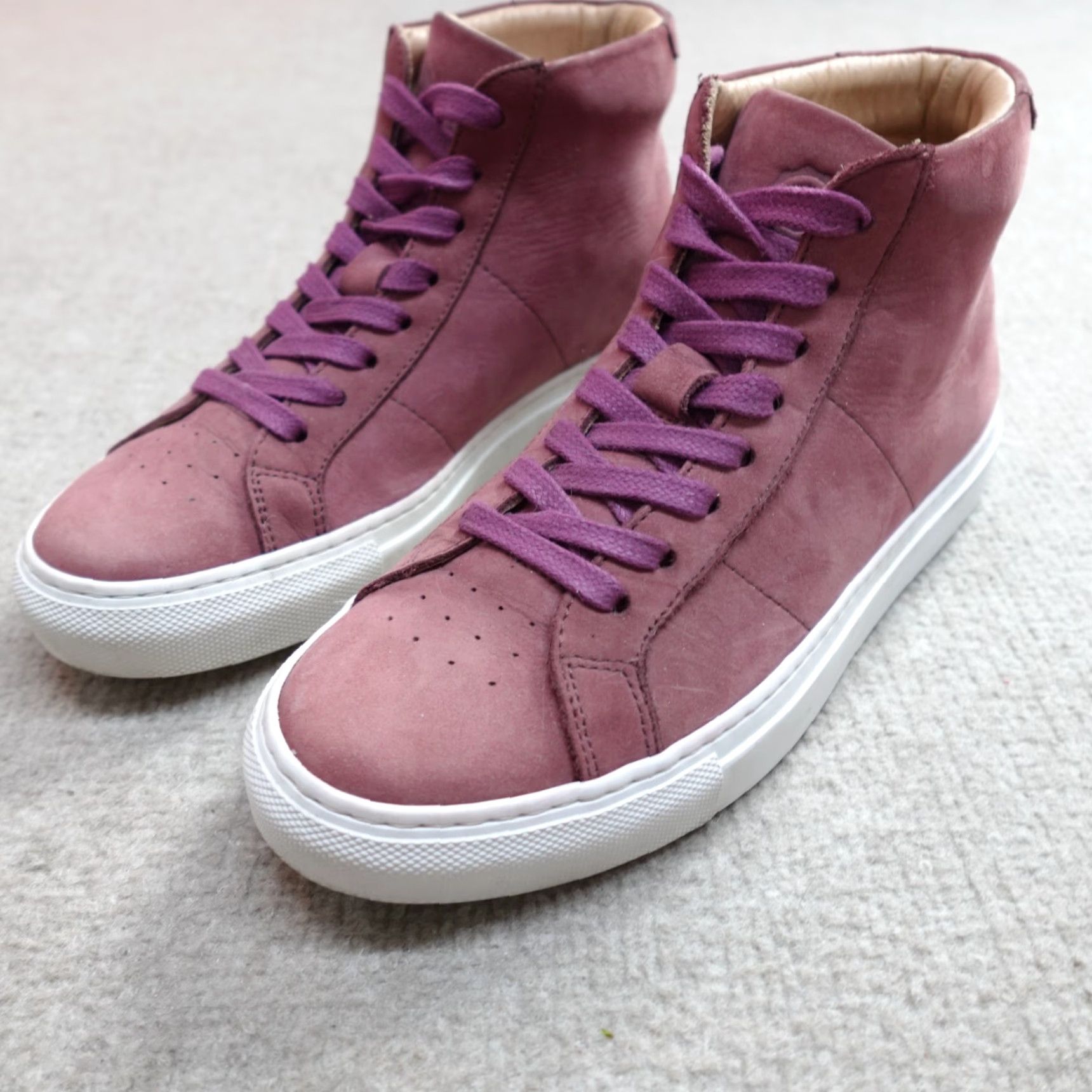 Greats GREATS Women's Sneakers High Top Suede Leather Lined Made in Italy Pink 7.5 Leather Insole Size M / US 6-8 / IT 42-44 - 2 Thumbnail