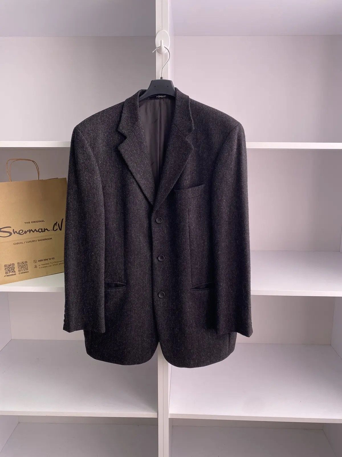Saint Laurent Paris × Vintage × Yves Saint Laurent Vintage YSL Yves Saint Laurent Men's Wool Tweed Suit Jacket Size 40L - 2 Thumbnail