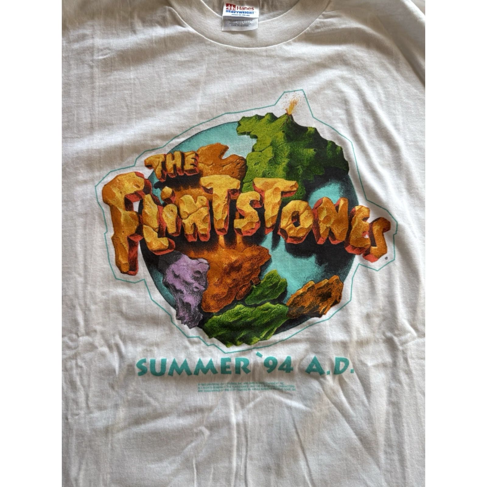 Hanes VINTAGE The Flinstones Movie Promo T Shirt XL Universal City Studios 90s Hanes Mens White Cotton Crew Neck Short Sleeve Logo 1990s Size US XL / EU 56 / 4 - 2 Thumbnail