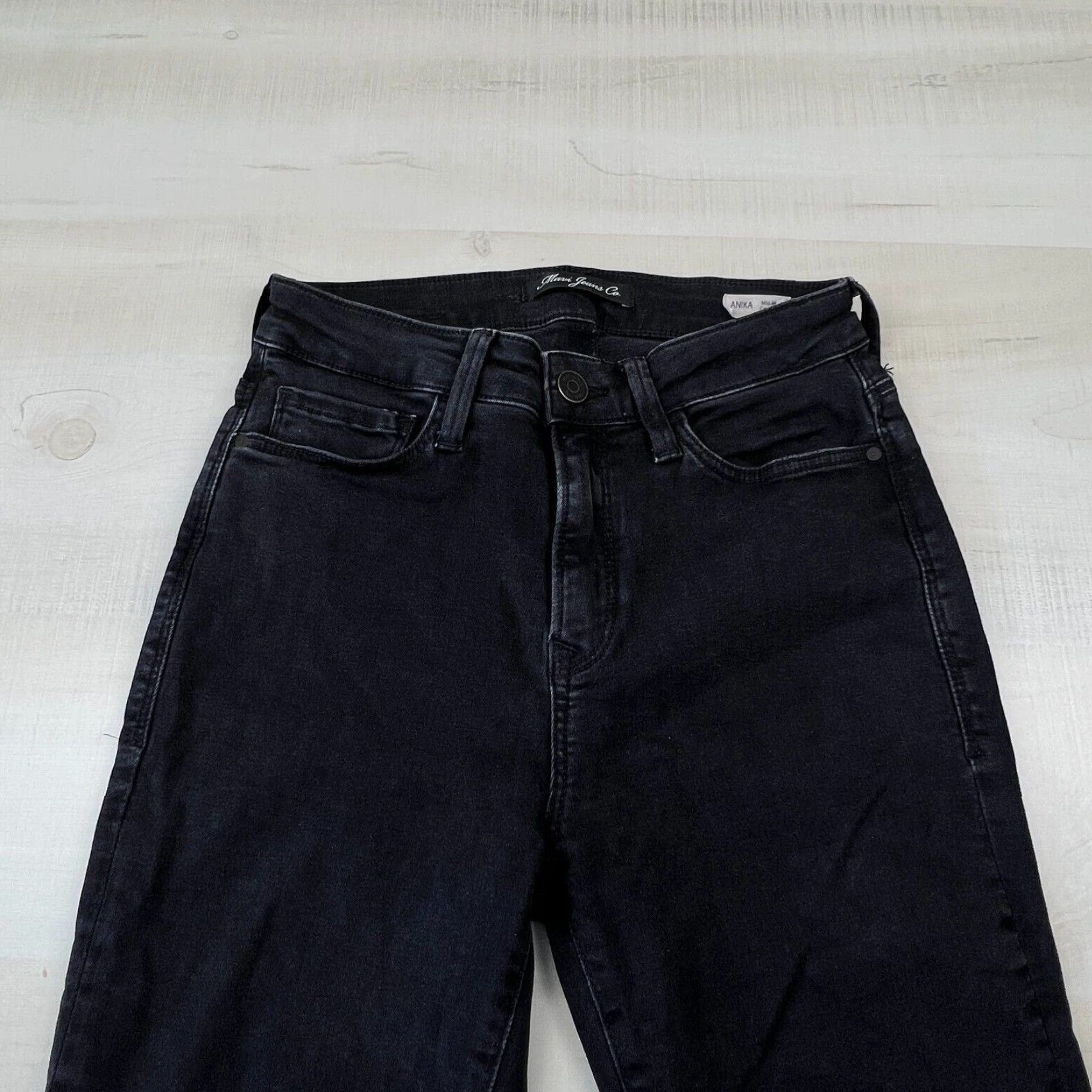Mavi Mavi Womens Jeans 25 Anika Crop Flare Black Denim Frayed Edges Mid Rise Size 42" / US 20 - 2 Thumbnail