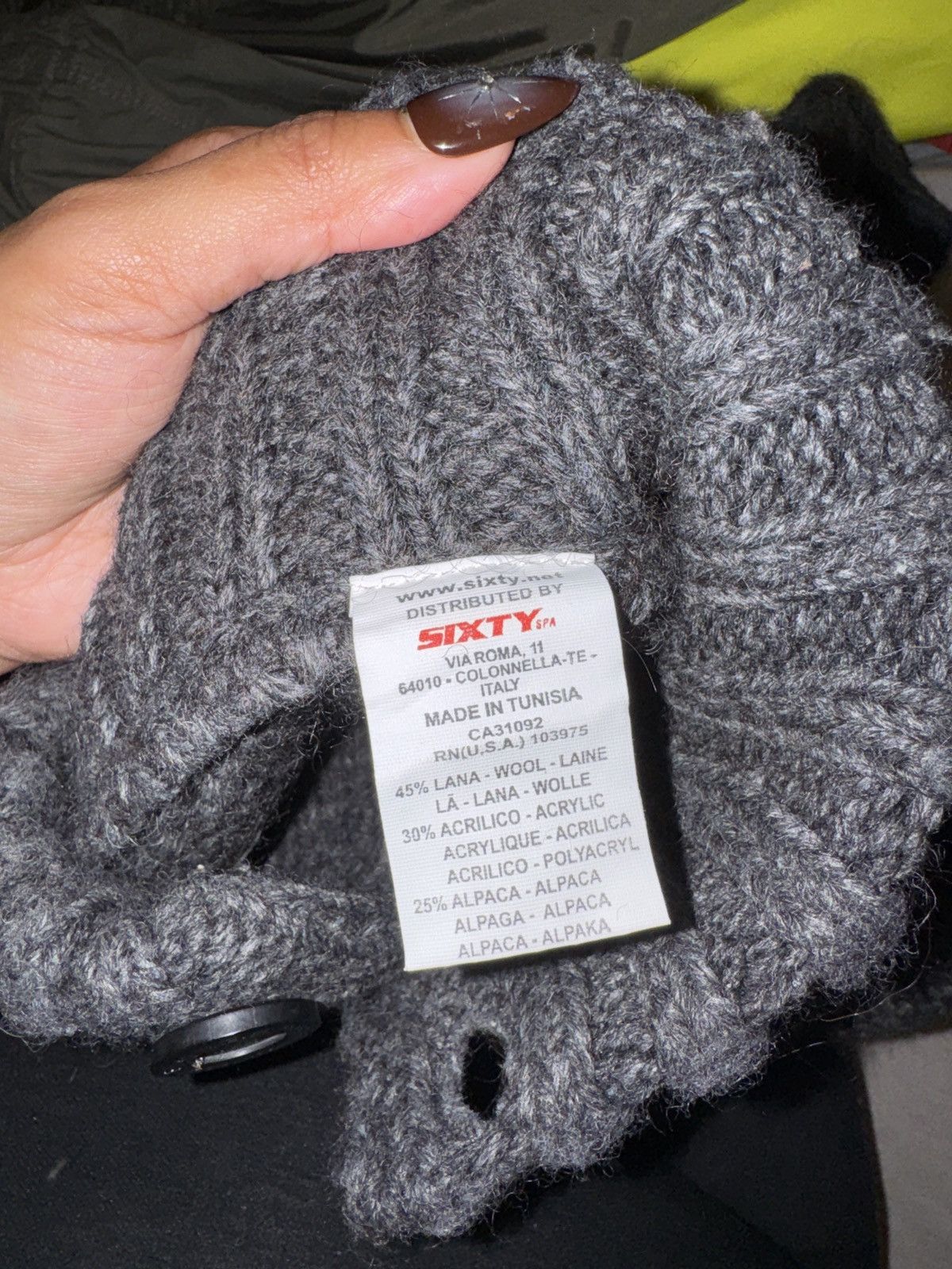 Energie Energie Chunky Cable Knit Sweater Jacket – Charcoal Gray (L) Size US L / EU 52-54 / 3 - 4 Thumbnail