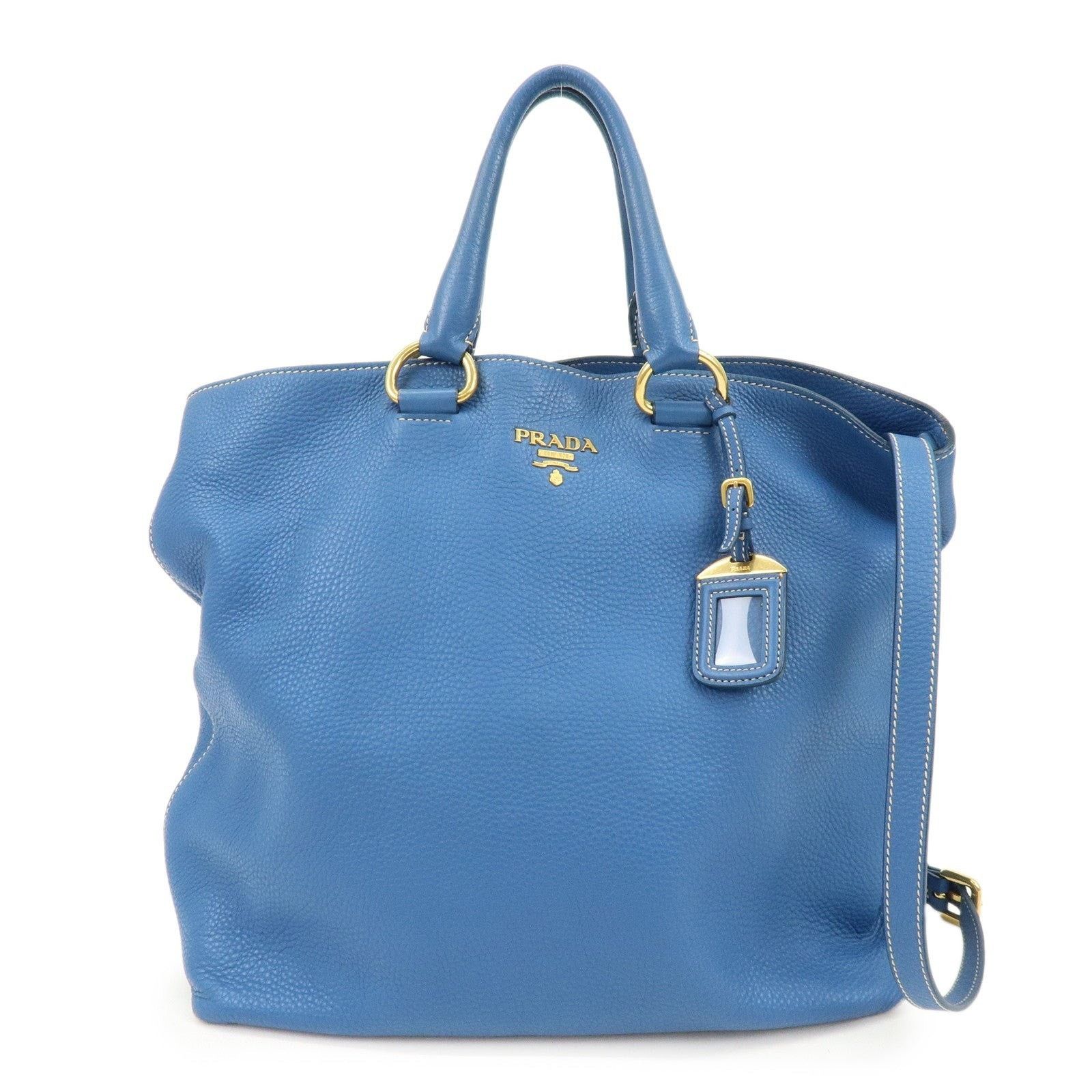 Prada Prada Vitello Daino Calfskin Shoulder Bag Blue Size ONE SIZE - 1 Thumbnail