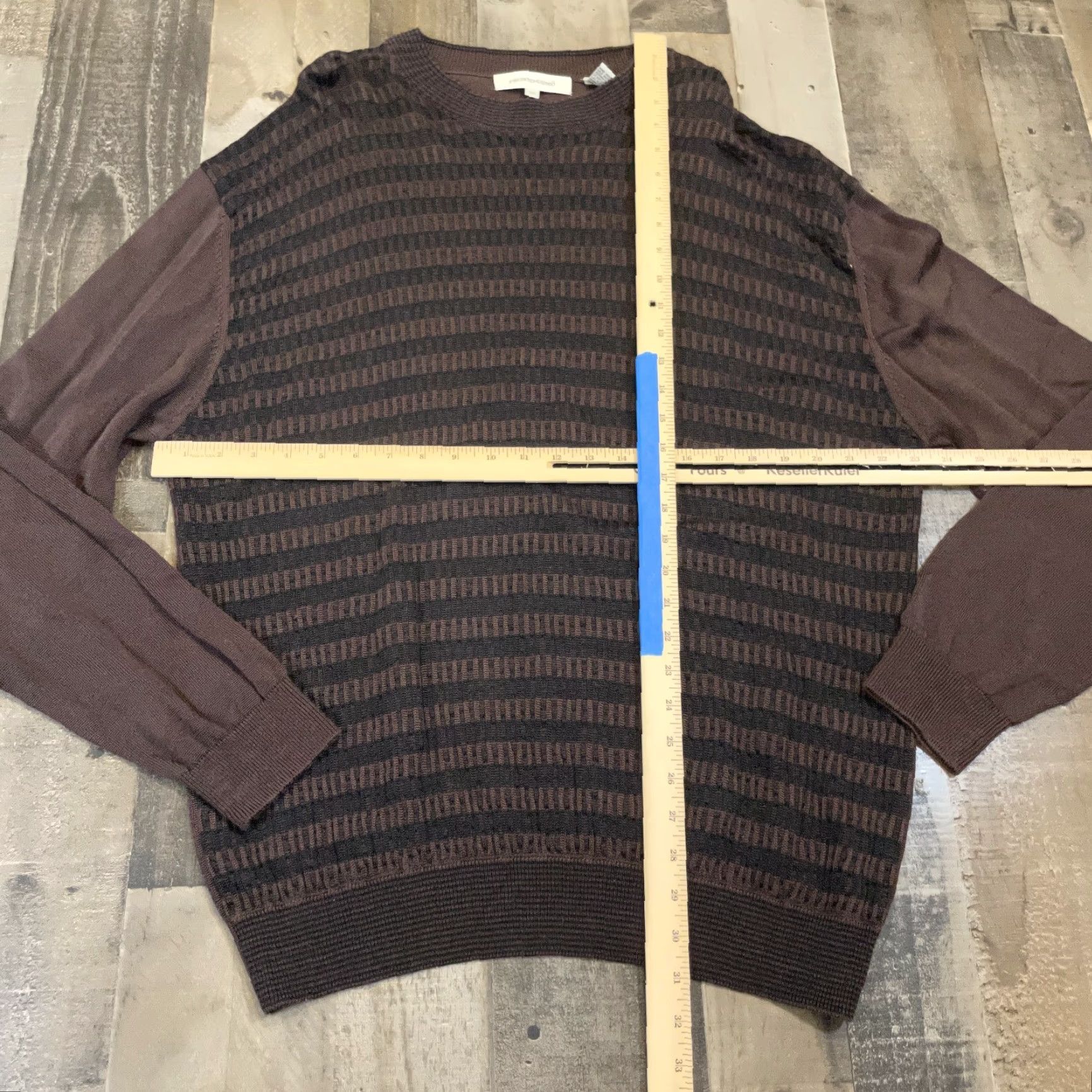 Pronto Uomo Pronto Uomo Sweater XL Brown Pullover Striped Crew Neck Long Sleeves Knit Mens Size US XL / EU 56 / 4 - 4 Thumbnail