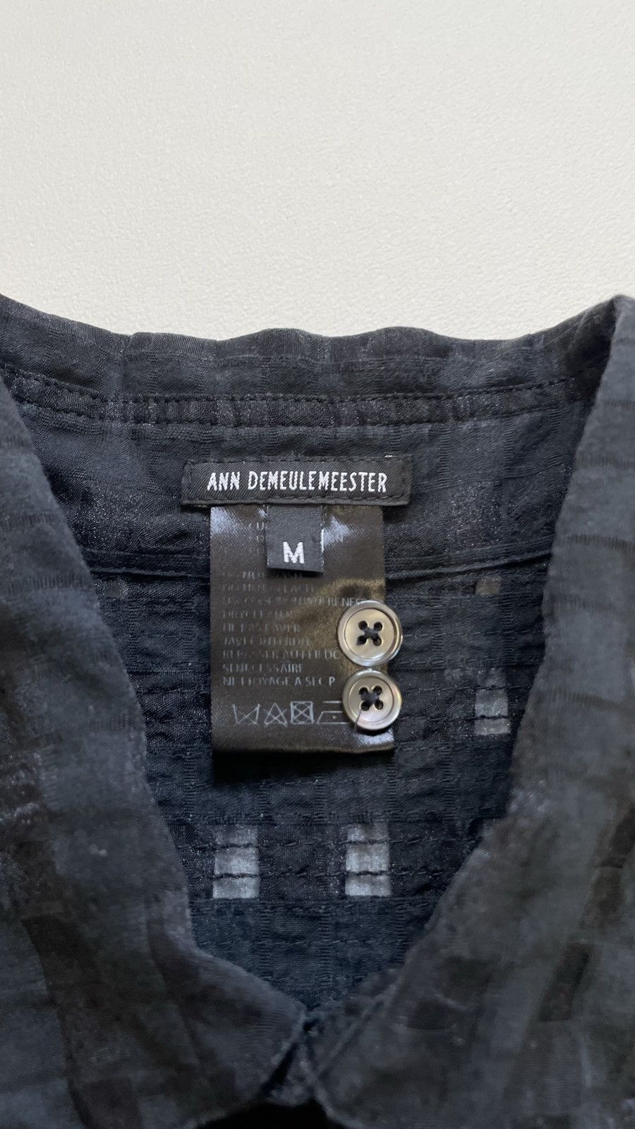 Ann Demeulemeester Black ‘Sheer Square’ Patterned Shirt Size US M / EU 48-50 / 2 - 6 Thumbnail