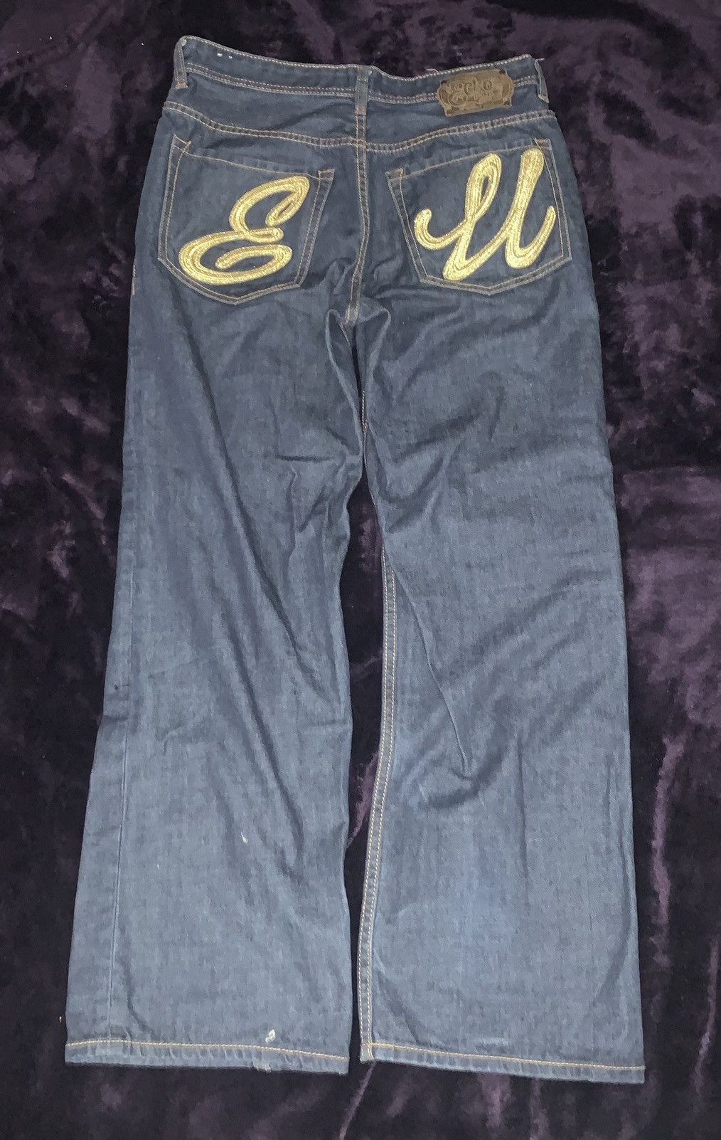 Ecko Unltd. × Vintage Ecko Unltd. Dark Blue Jeans with gold accents Size US 34 / EU 50 - 1 Thumbnail