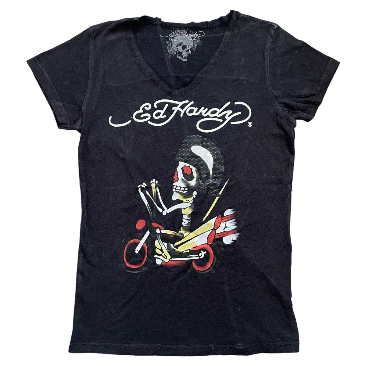 Christian Audigier × Ed Hardy × Vintage VINTAGE Y2K ED HARDY CHRISTIAN AUDIGIER BIKE T-SHIRT Size XS / US 0-2 / IT 36-38 - 1 Thumbnail