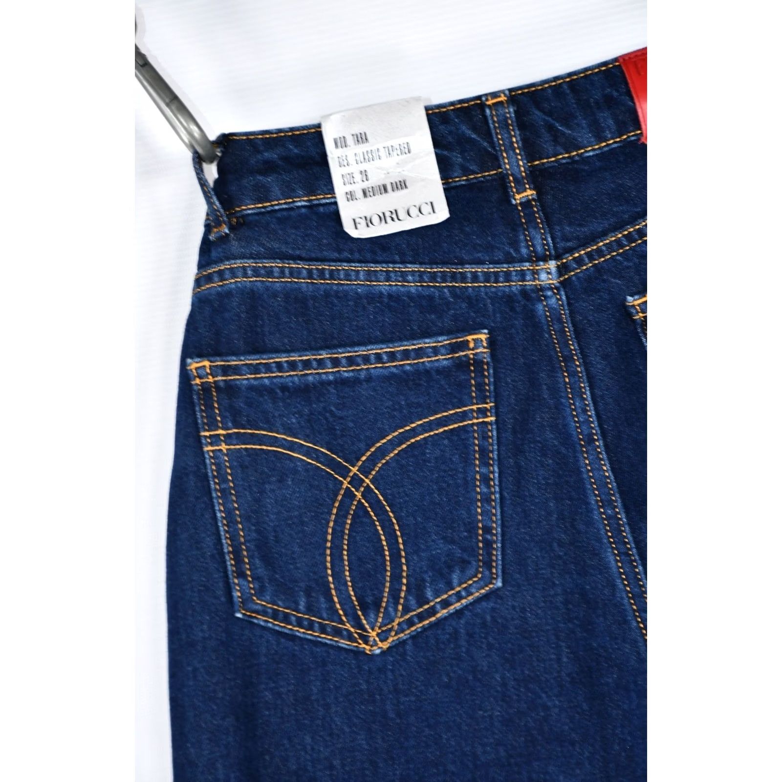 Fiorucci Fiorucci Jeans Women's Medium Dark Velvet Logo Tape 5-Pocket Tapered Size 26 Blue Cotton Denim Vintage No Size 26" / US 2 / IT 38 - 6 Thumbnail