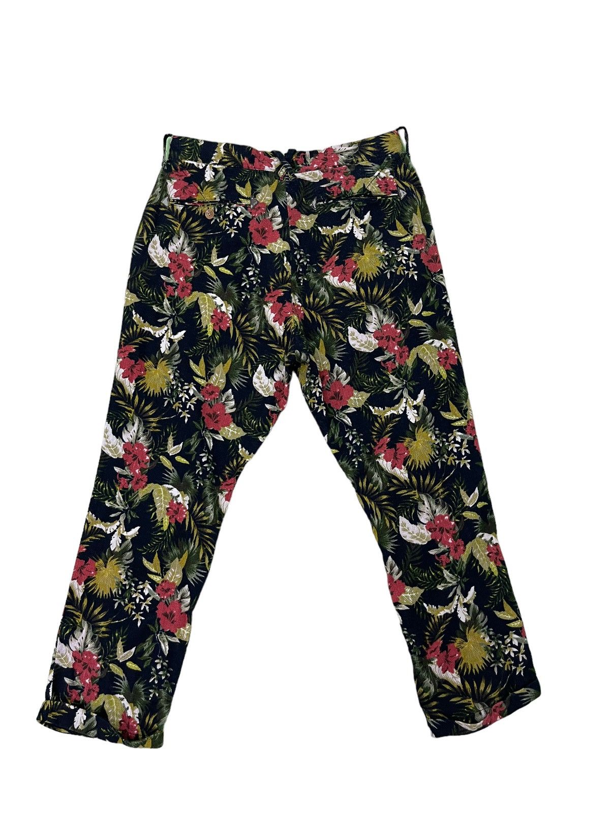 Japanese Brand Florals Hemp Rage Blue Cropped Pant Regular 7🟦0 Size US 31 - 9 Thumbnail