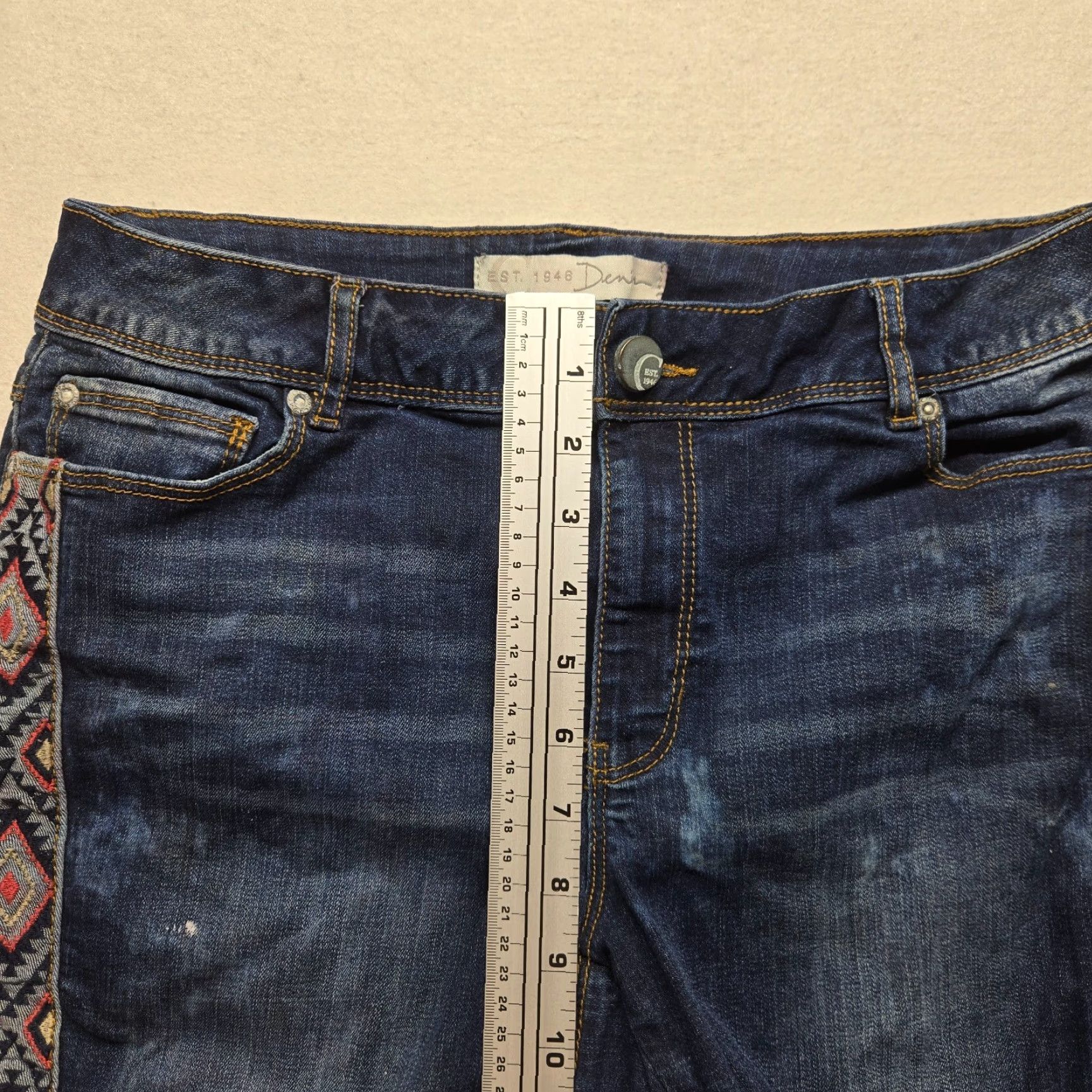 Vintage Cato Mid-Rise Bermuda Jeans Adult Women's 10 Dark Blue Solid Stretch Pockets Classic Size 32" / US 10 / IT 46 - 6 Thumbnail