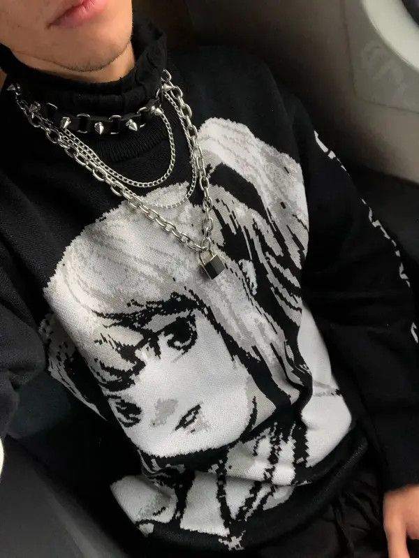 Japanese Brand Minami x Kamon Japanese Style Anime Girl Knitted Sweatshirt Size US XXL / EU 58 / 5 - 5 Thumbnail