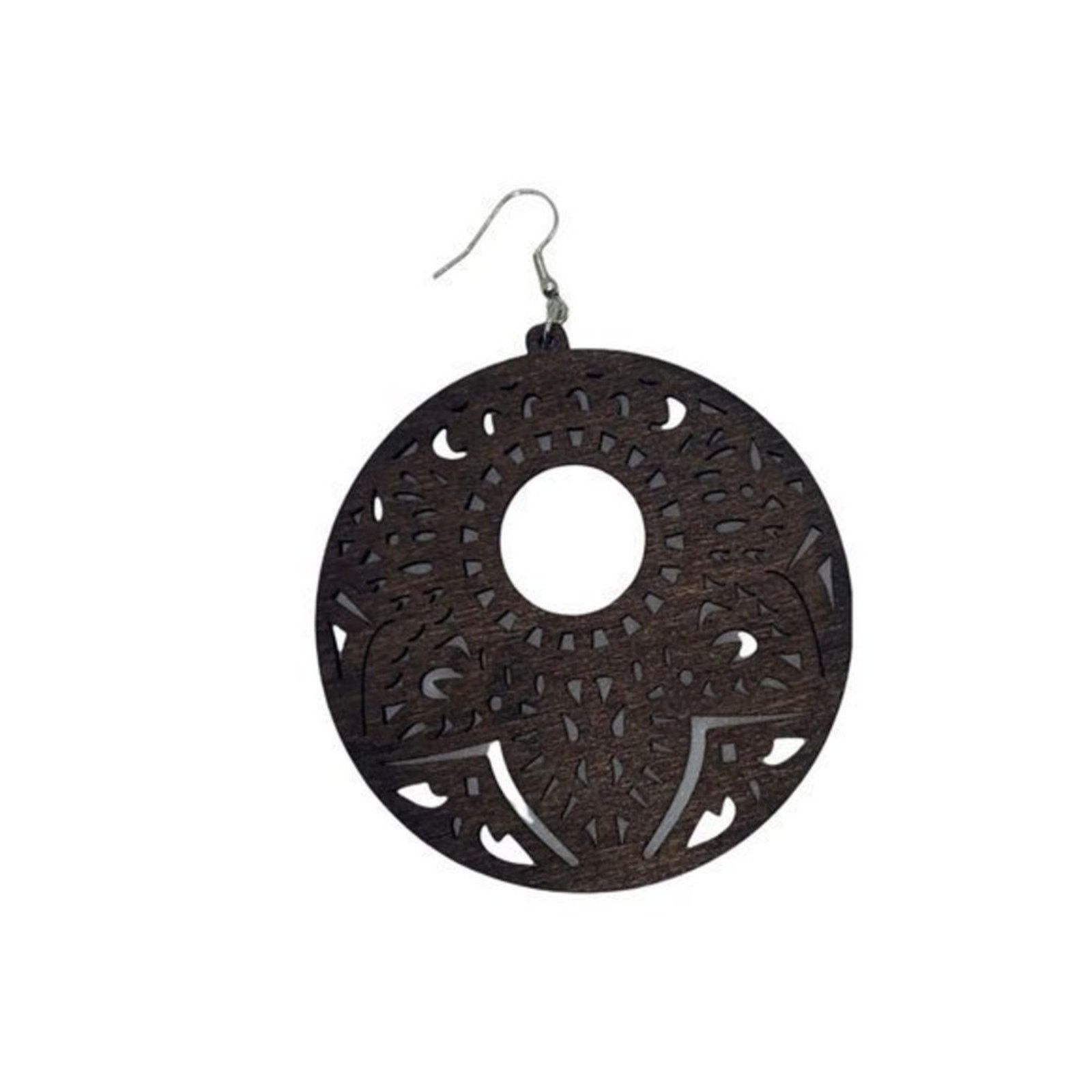 Other NWT Brown Wood Perforated Laser-Cut Out Dangle Earrings Size ONE SIZE - 3 Thumbnail