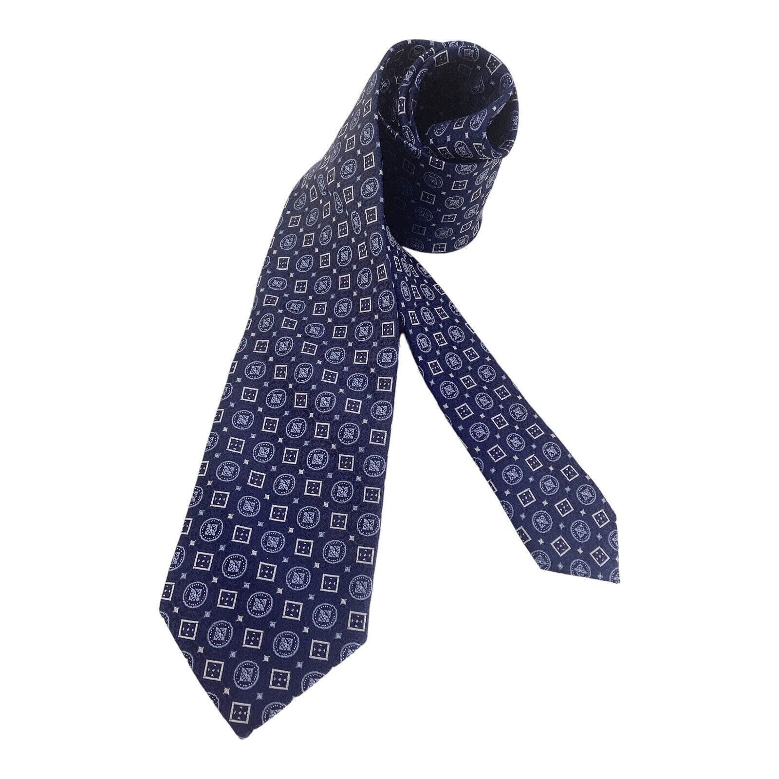 The Men's Store THE MENS STORE BLOOMINGDALES Blue Geometric Hand Made Silk T Size ONE SIZE - 2 Thumbnail